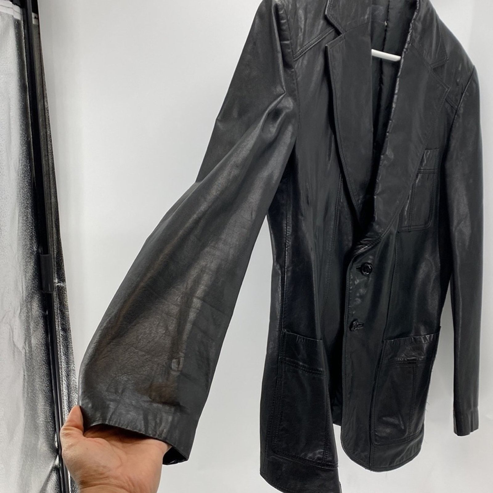 Vintage Vintage AB Flip Holm black leather double breasted jacket Size M / US 6-8 / IT 42-44 - 14 Thumbnail