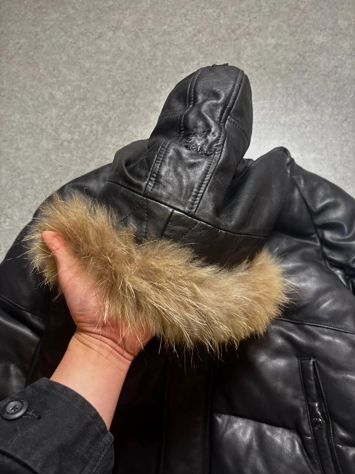 Avirex Avirex LTD Leather Down Jacket Fur Hood – Black Size US M / EU 48-50 / 2 - 4 Thumbnail