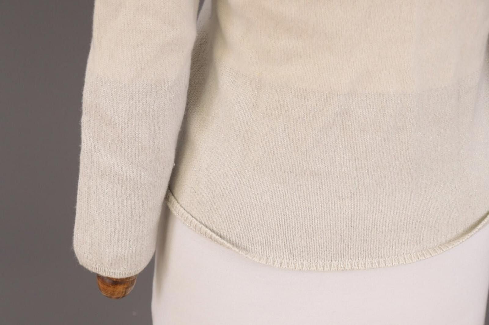 Designer Le Tricot Perugia Beige Wool Silk Knit Sweater Size M Size M / US 6-8 / IT 42-44 - 12 Thumbnail