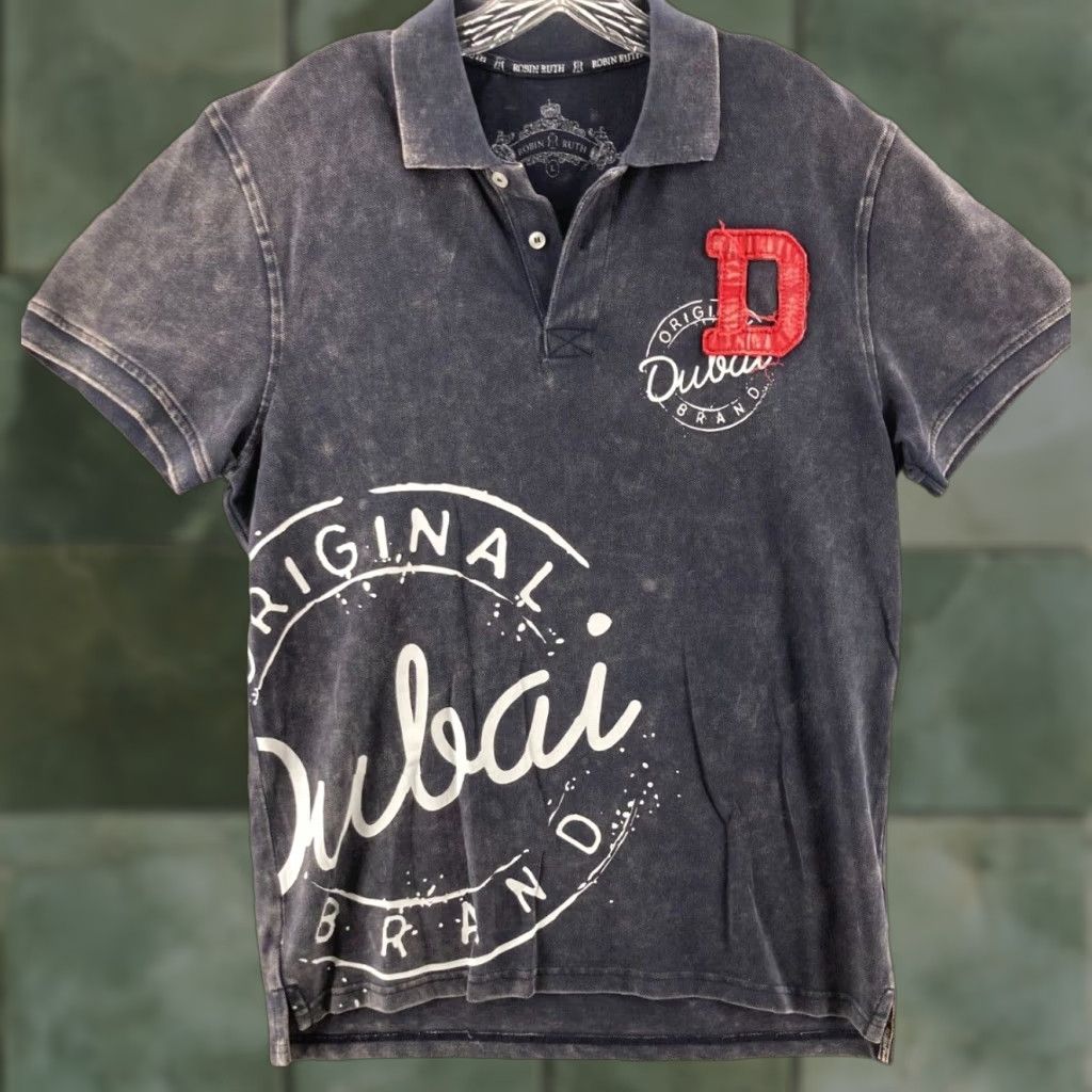Vintage Robin Ruth Shirt Mens Large Dubai Print Polo 90s Blue Size US L / EU 52-54 / 3 - 1 Thumbnail