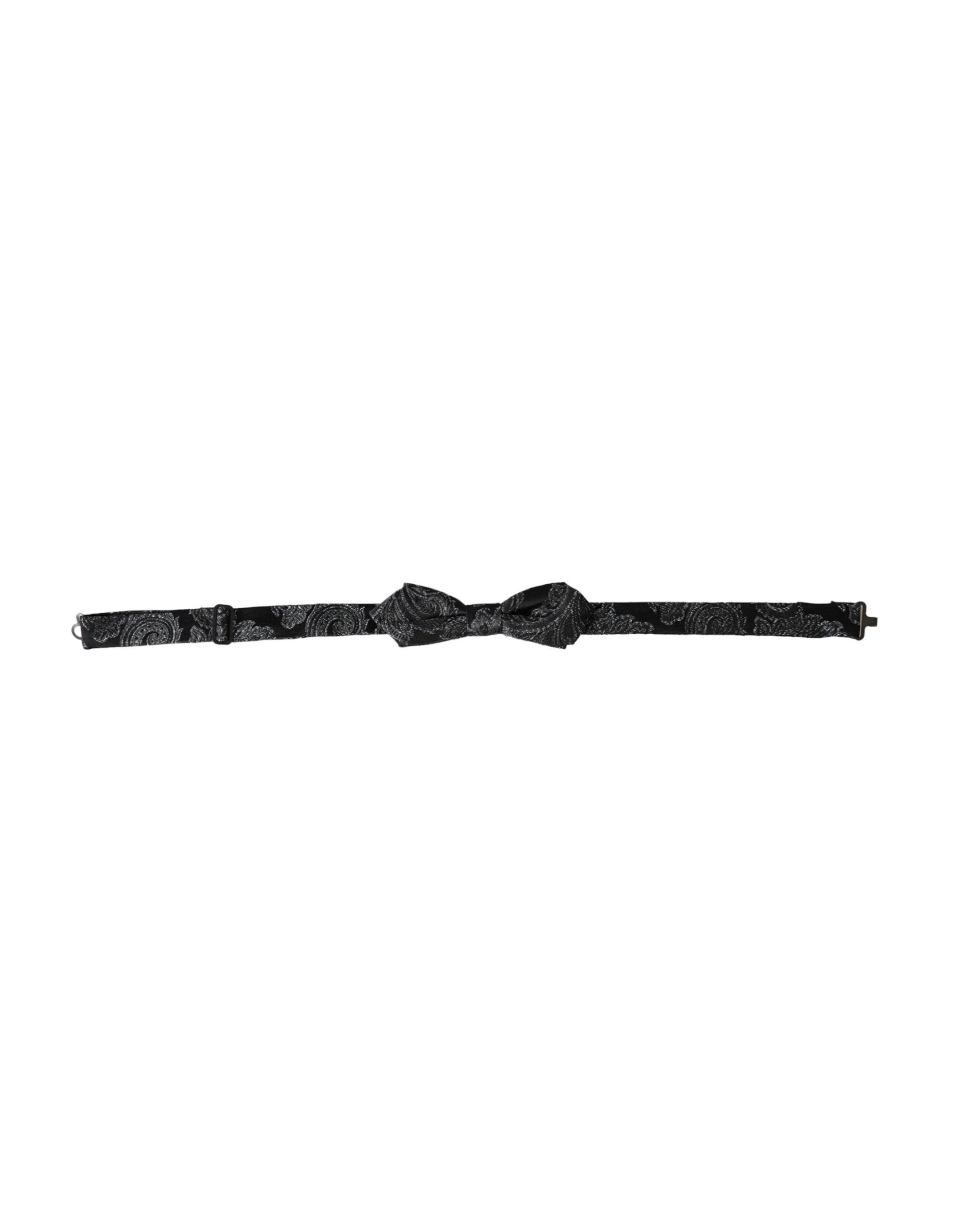 Dolce & Gabbana Black Silk Jacquard Adjustable Neck Men Bow Men's Tie Size ONE SIZE - 1 Thumbnail