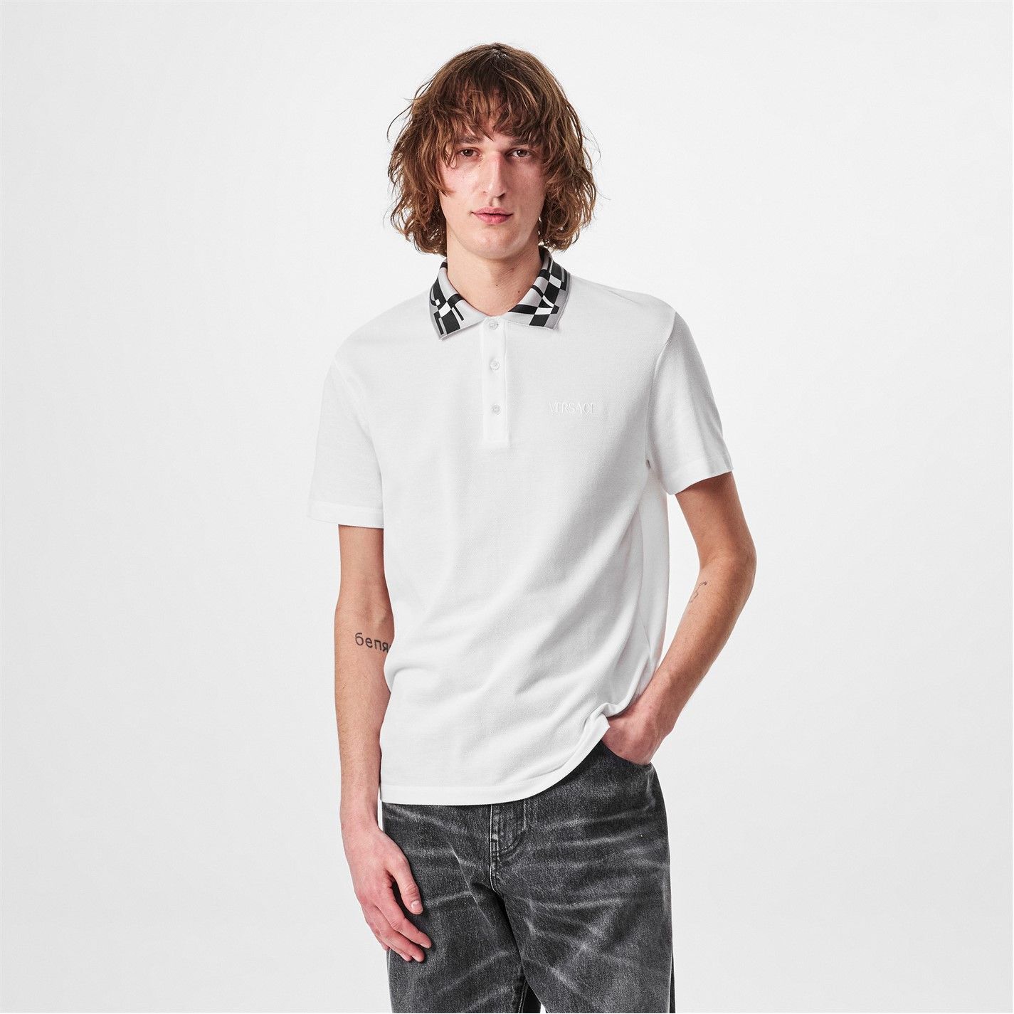 Versace o1g2r1mq0526 Short-Sleeve Polo Shirt in White Size US XL / EU 56 / 4 - 3 Thumbnail