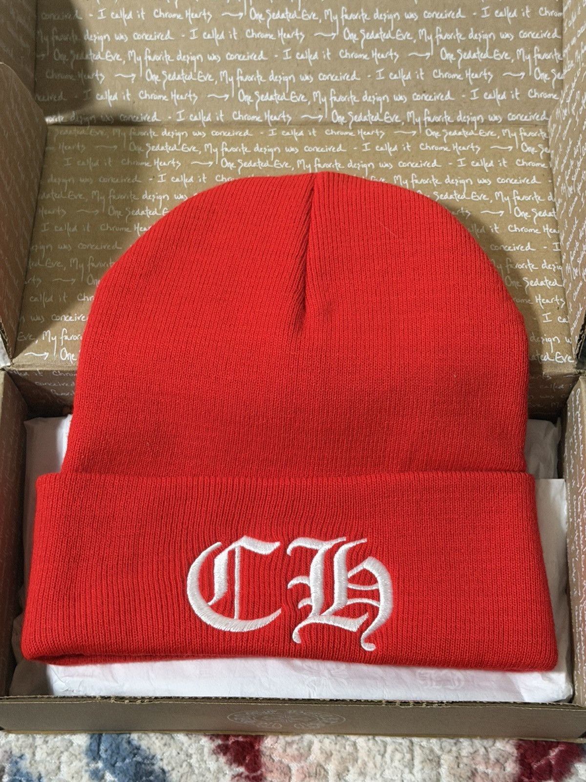 Chrome Hearts Luxury Red Brand New chrome hearts CH Spellout Beanie rare Size ONE SIZE - 2 Thumbnail