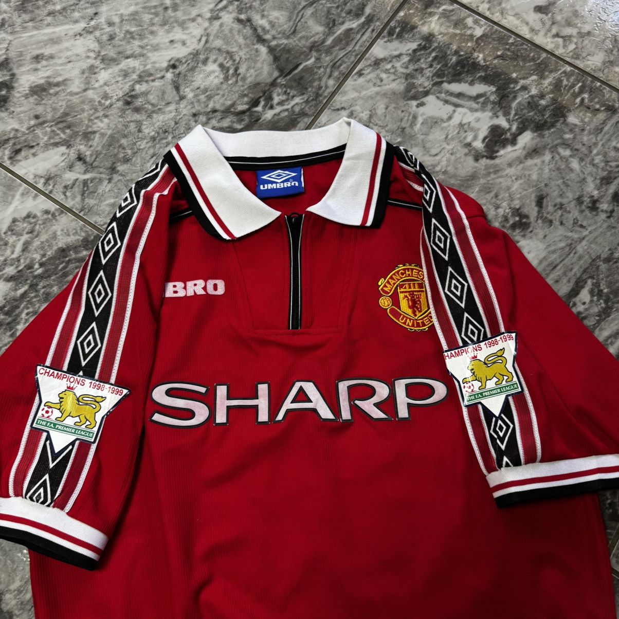 Nike 1999 Manchester United Umbro #11 Solskjaer Soccer Jersey Size US XL / EU 56 / 4 - 3 Thumbnail