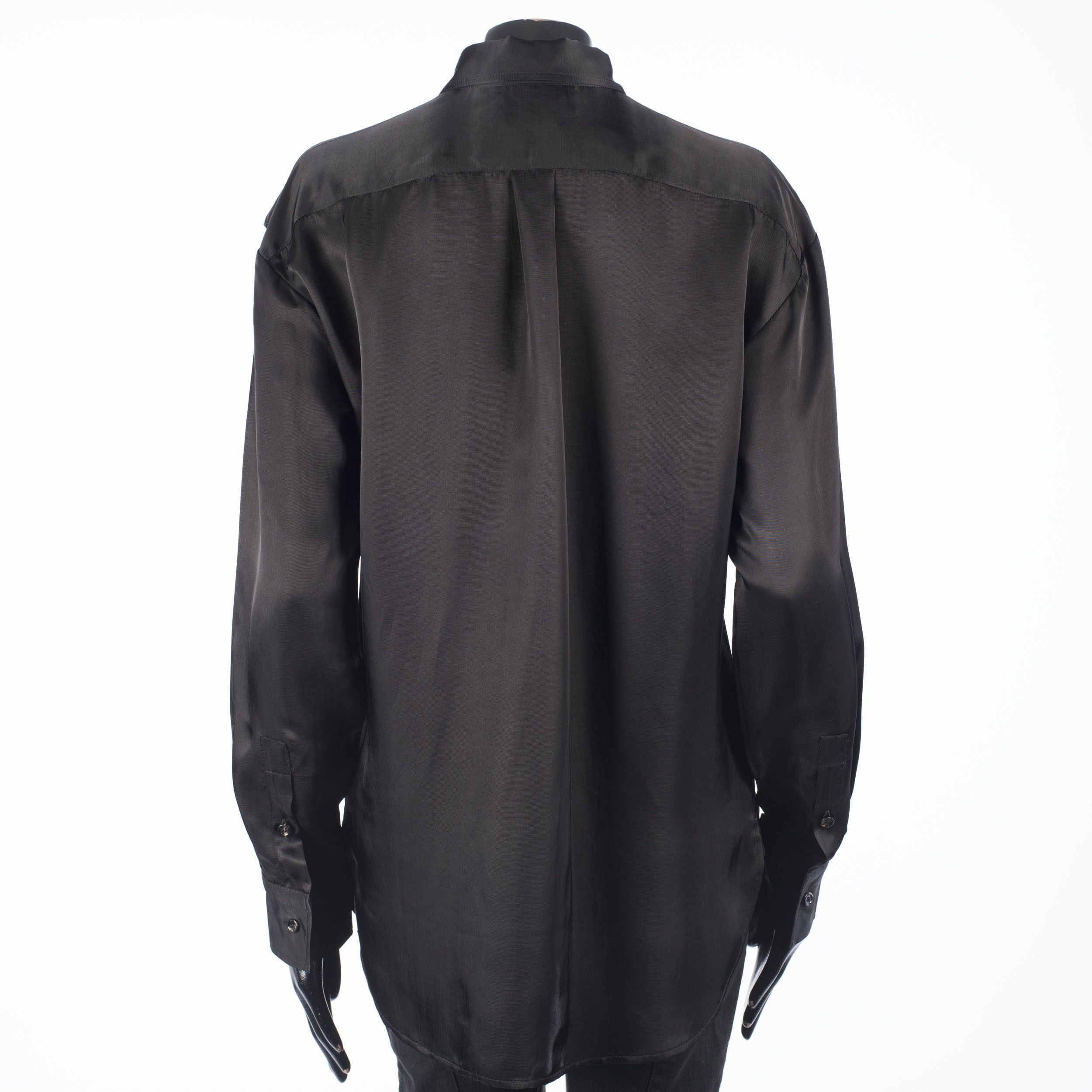 Bottega Veneta Black Patch Pocket Satin Shirt In Viscose Size M / US 6-8 / IT 42-44 - 5 Thumbnail