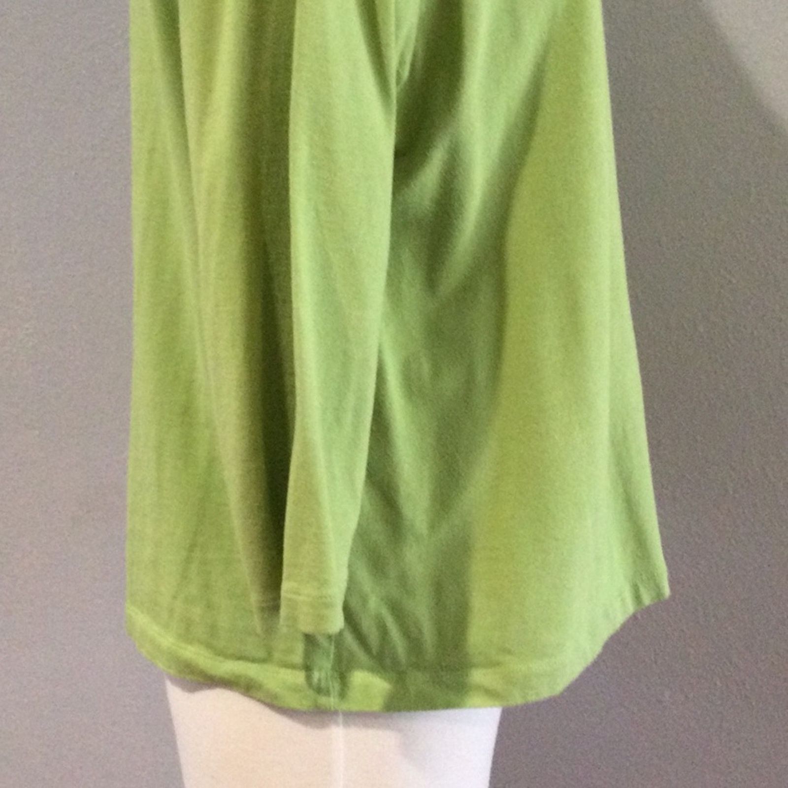 Chicos Chico's Green &White V-Neck 3/4 Sleeve Pullover Top 3/XL/16 Size XL / US 12-14 / IT 48-50 - 6 Thumbnail