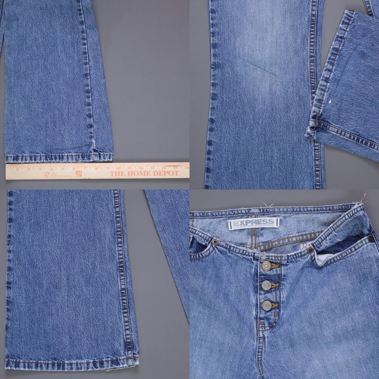 Express VINTAGE Express Jeans Women 3/4R Blue Hipster Flare Y2K Bootcut Button Fly 90s Size 28" / US 6 / IT 42 - 8 Thumbnail