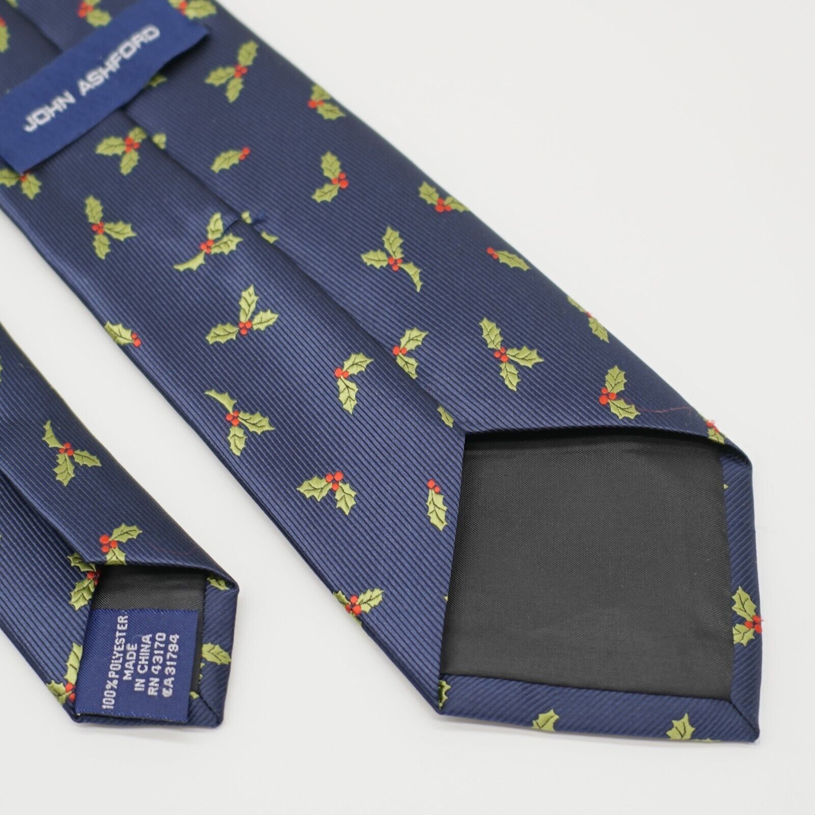 John Ashford John Ashford Blue Woven Christmas Mistletoe Polyester Tie Size ONE SIZE - 5 Thumbnail