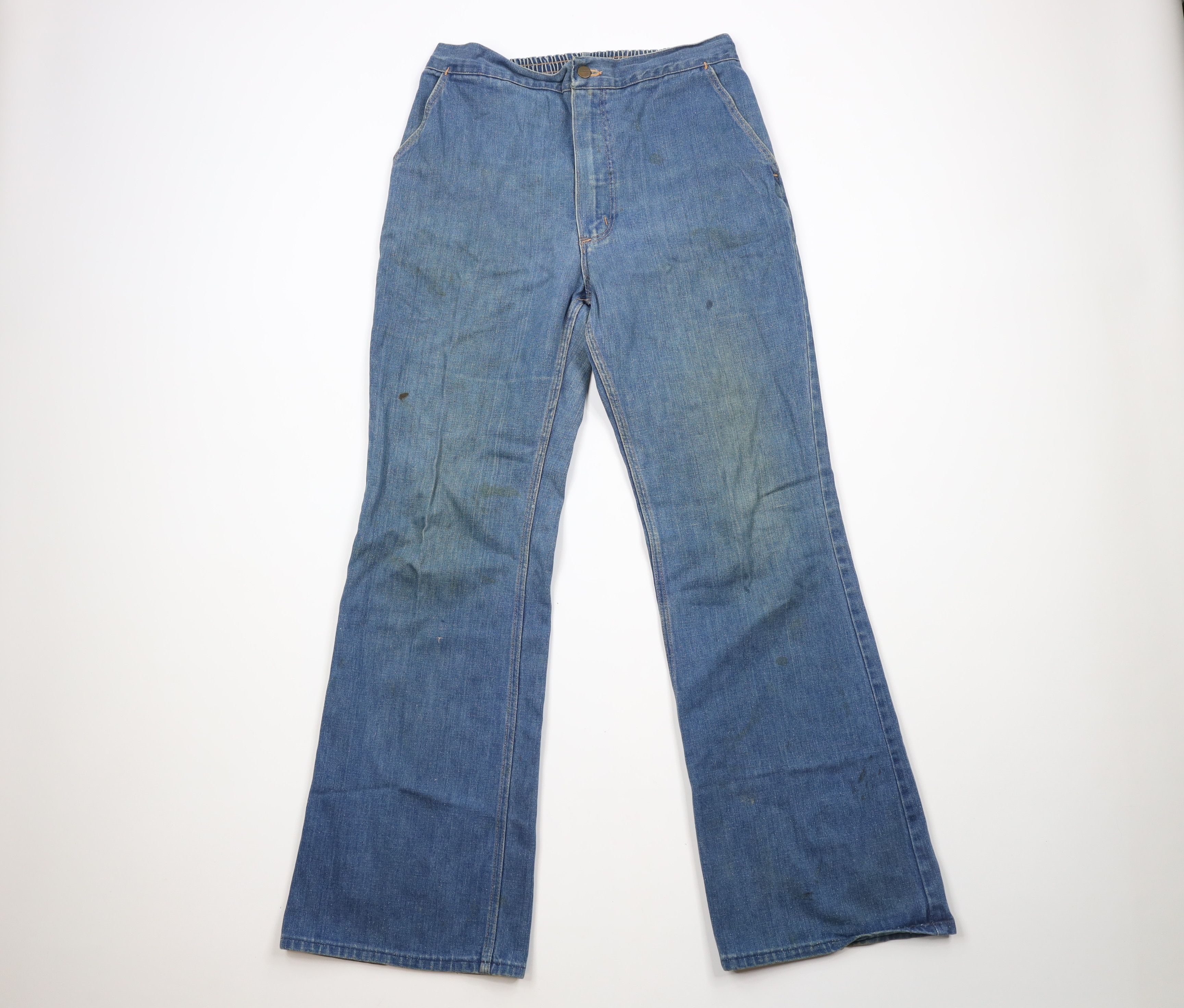 Image of Vintage 70's Streetwear Wide Leg Bell Bottoms Denim Jeans Usa in Blue, Men's (Size 36)