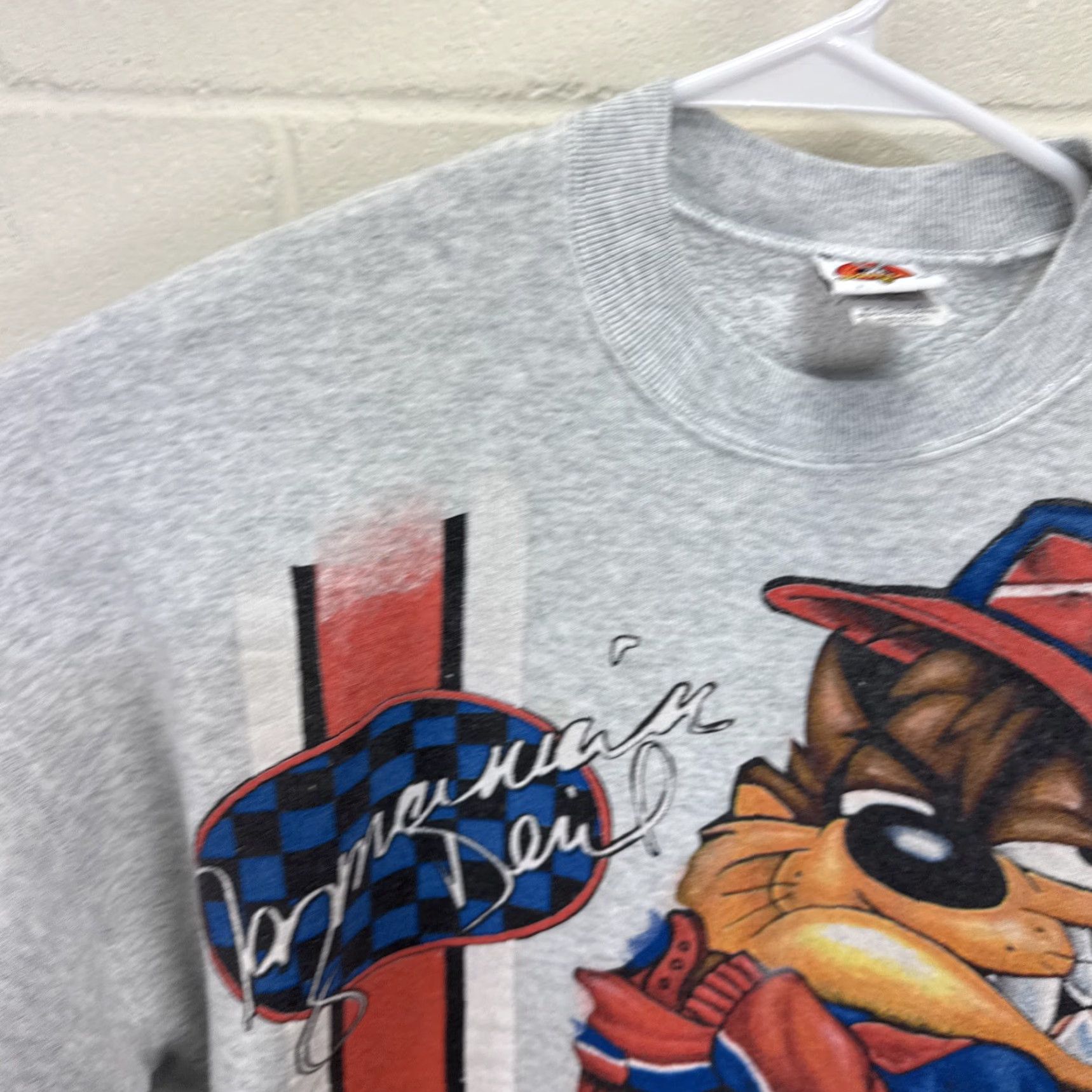 Vintage VINTAGE Looney Tunes Sweatshirt TAZ Crewneck XL Mens Graphic Print Gray 1998 Racing Vintage Retro Wool? Size US XL / EU 56 / 4 - 5 Thumbnail