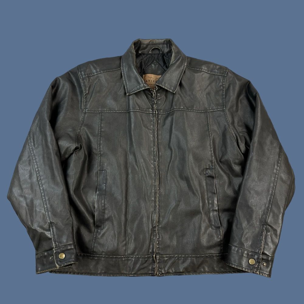 Vintage VINTAGE Arizona Jean Co Jacket Mens Large Brown Faux Leather Full Zip Moto Y2K Mens Regular Jacket Size US 33 - 1 Thumbnail