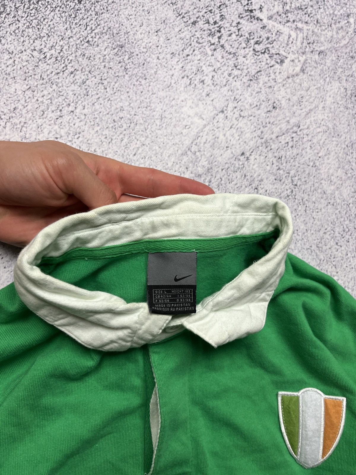 Nike × Vintage Rare Vintage Nike Ireland Polo Long-Sleeve Small Swoosh Size US L / EU 52-54 / 3 - 9 Thumbnail
