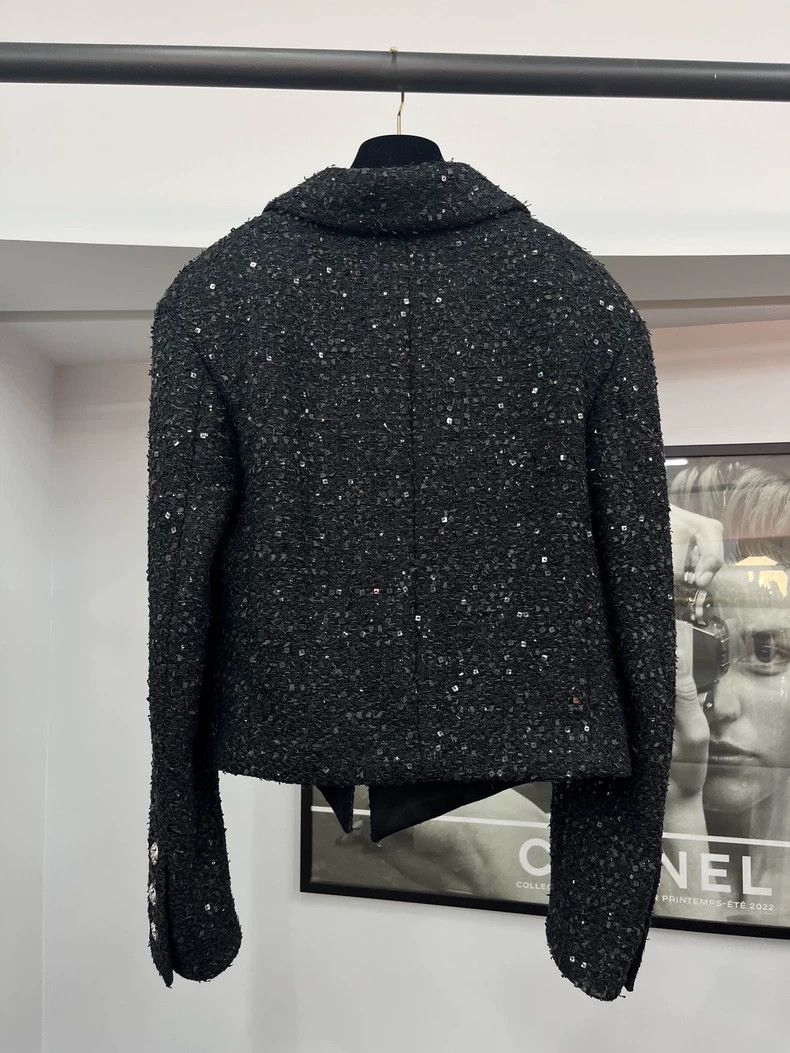Chanel Chanel 24S black sequin twill tweed jacket Size XS / US 0-2 / IT 36-38 - 3 Thumbnail