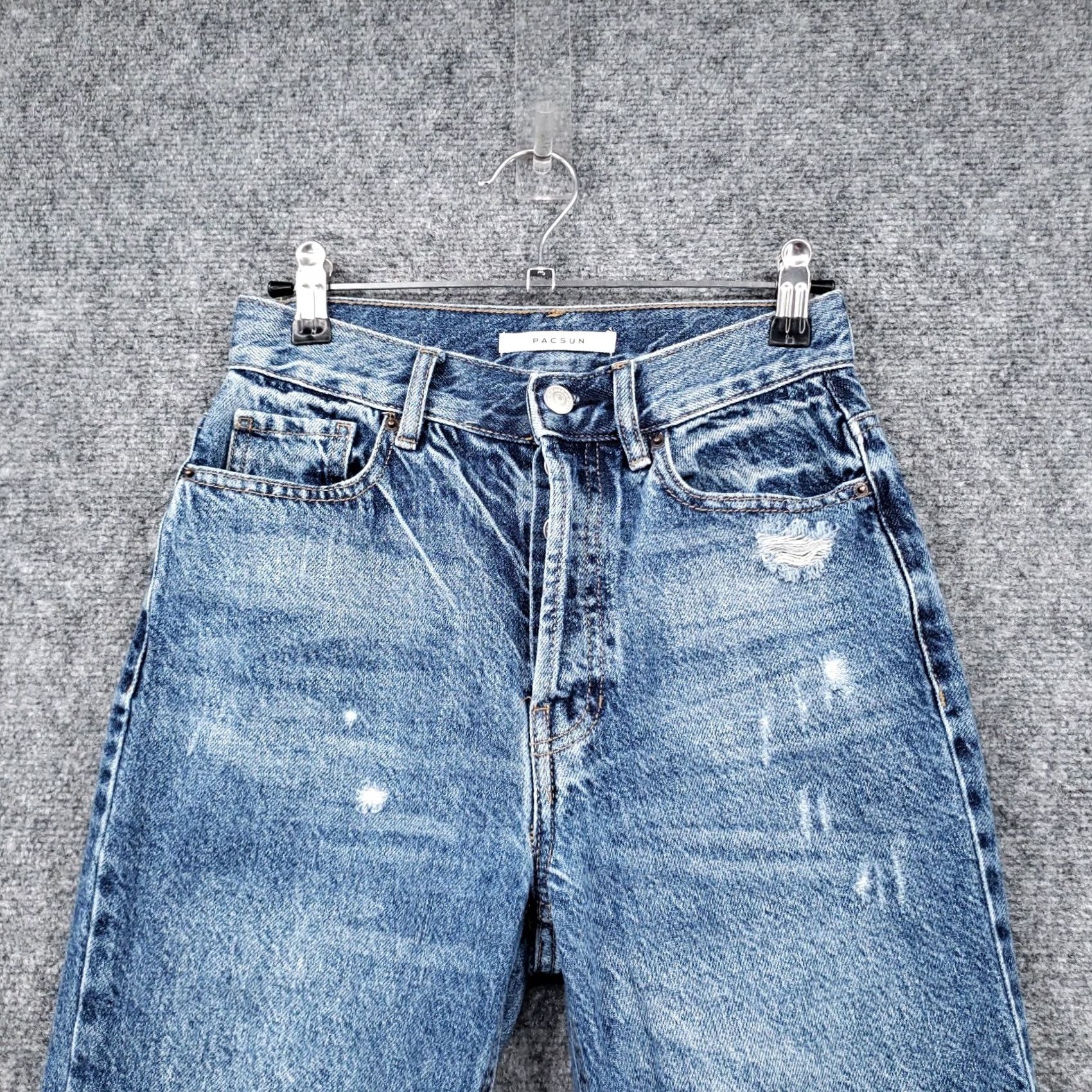Pacsun PacSun Jeans Womens 24 Blue Ultra High Rise Slim Fit Straight Button Fly Ripped Jeans Size 42" / US 20 - 3 Thumbnail
