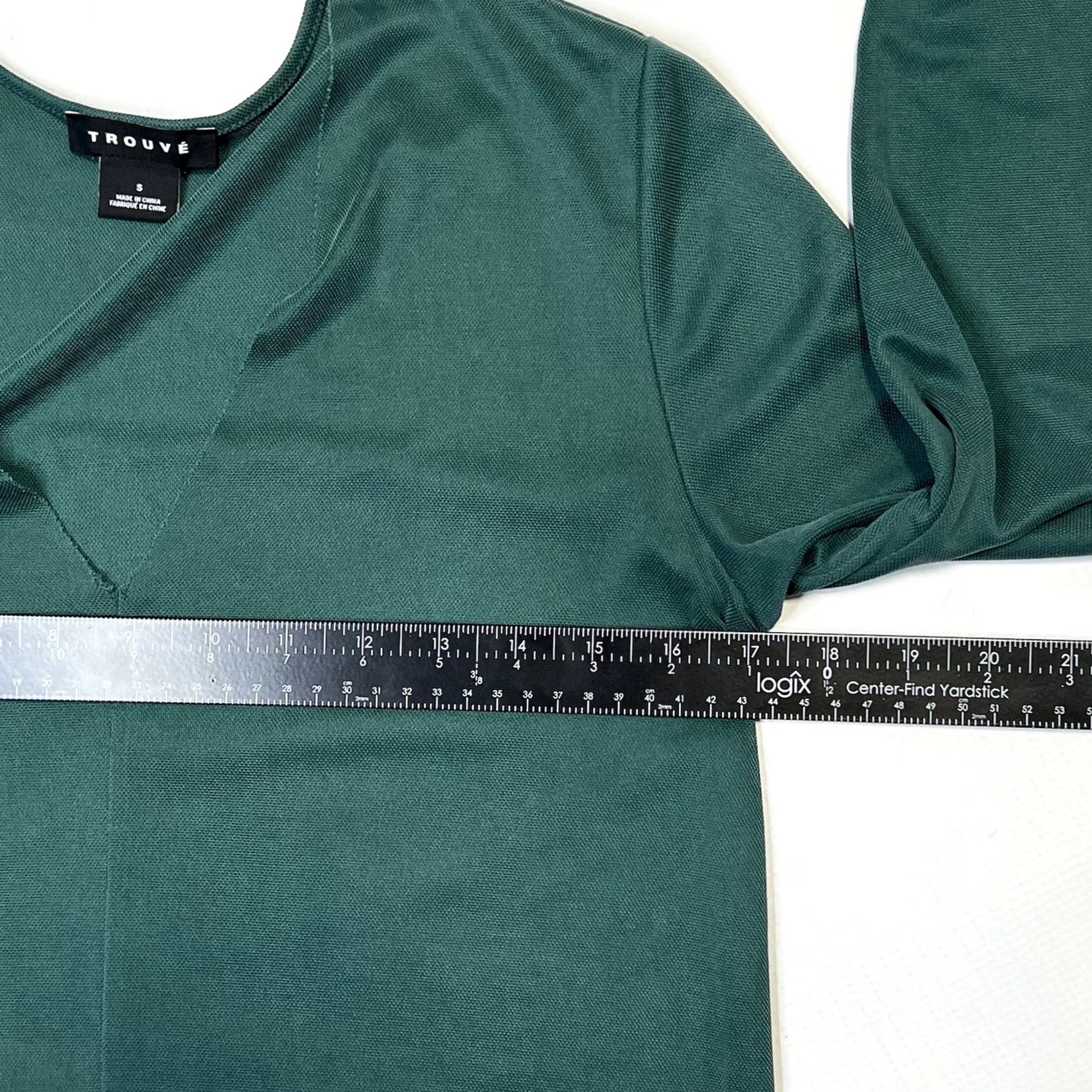 Vintage Trouve Dark Green Tunic S V-Neck Long Sleeve Slit High Low Blouse Women Regular Pattern Solid Vintage: No Size S / US 4 / IT 40 - 6 Thumbnail
