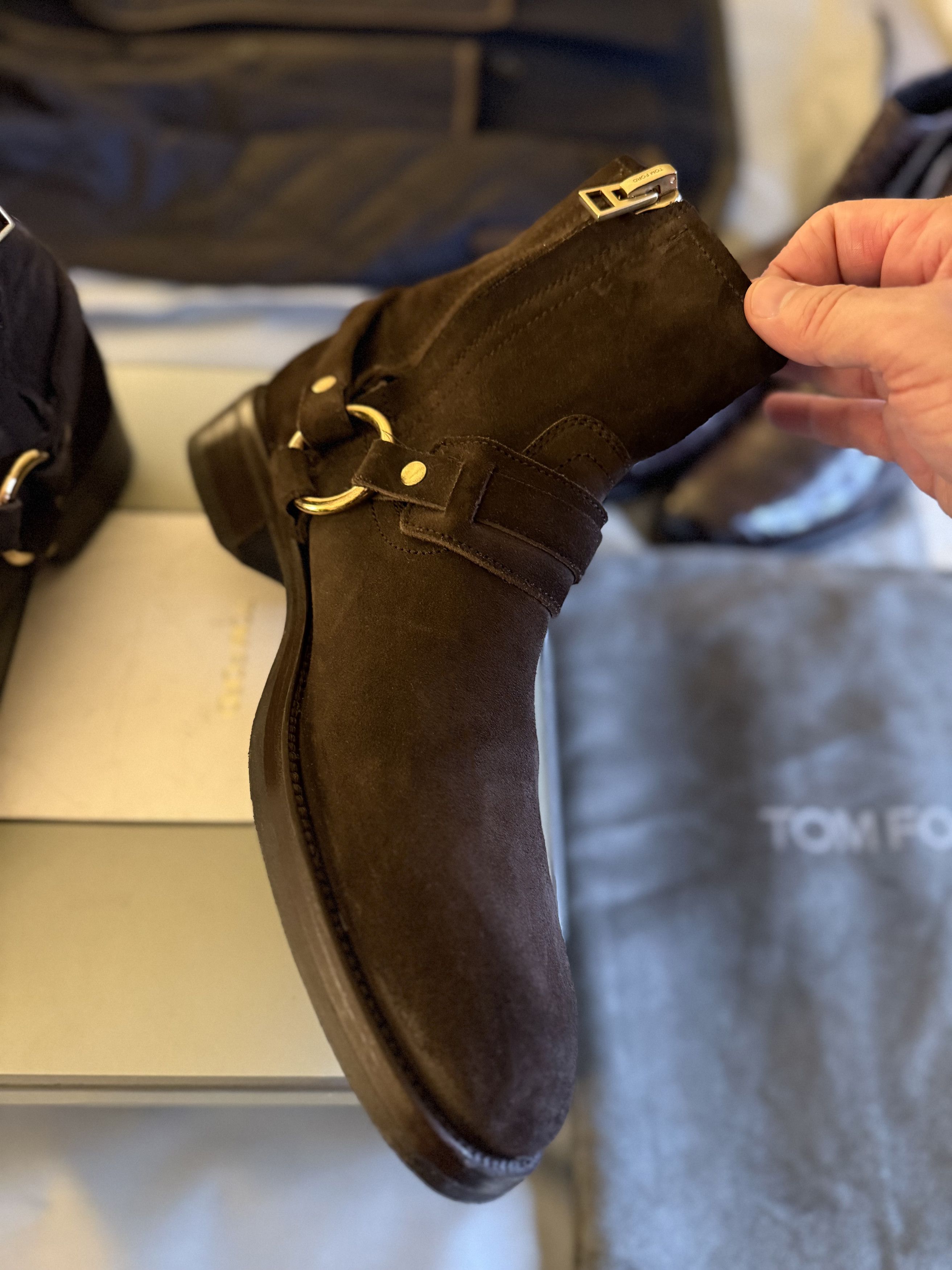 Tom Ford Best Dressed RARE $2,150 w/Tax TOM FORD Suede Harness Boots Size US 10.5 / EU 43-44 - 12 Thumbnail