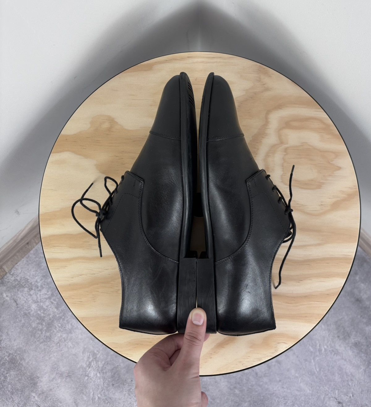 Hermes Hermes Men’s Black Leather Cap Toe Derby Dress Shoes Size US 8 / EU 41 - 15 Thumbnail