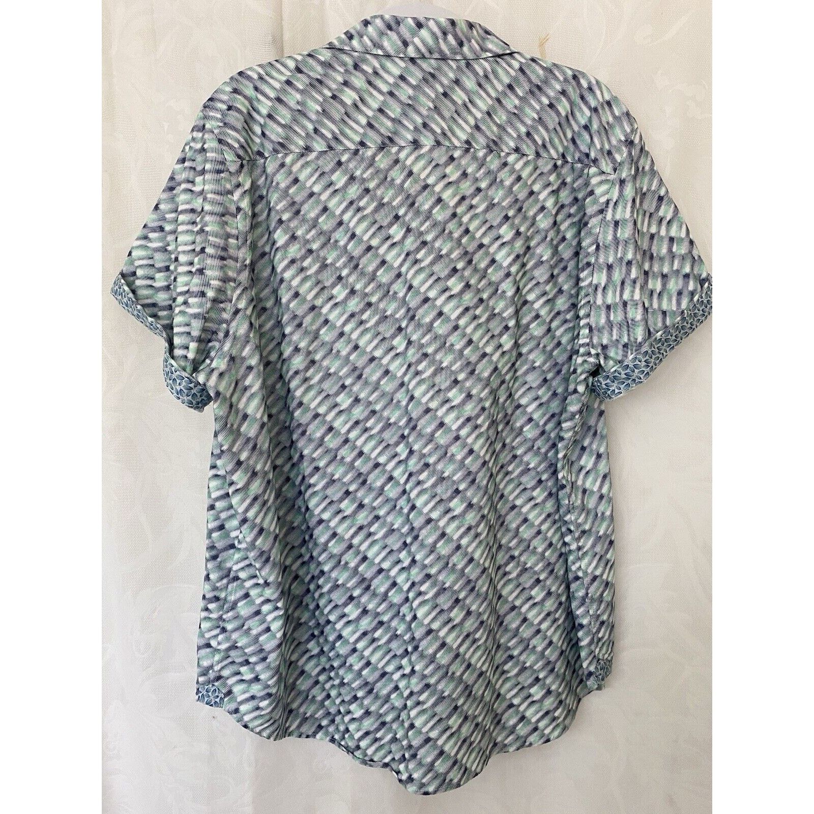 Robert Graham Robert Graham Shirt Button Down Short Sleeve Green Blue 2XL Size US XXL / EU 58 / 5 - 2 Thumbnail