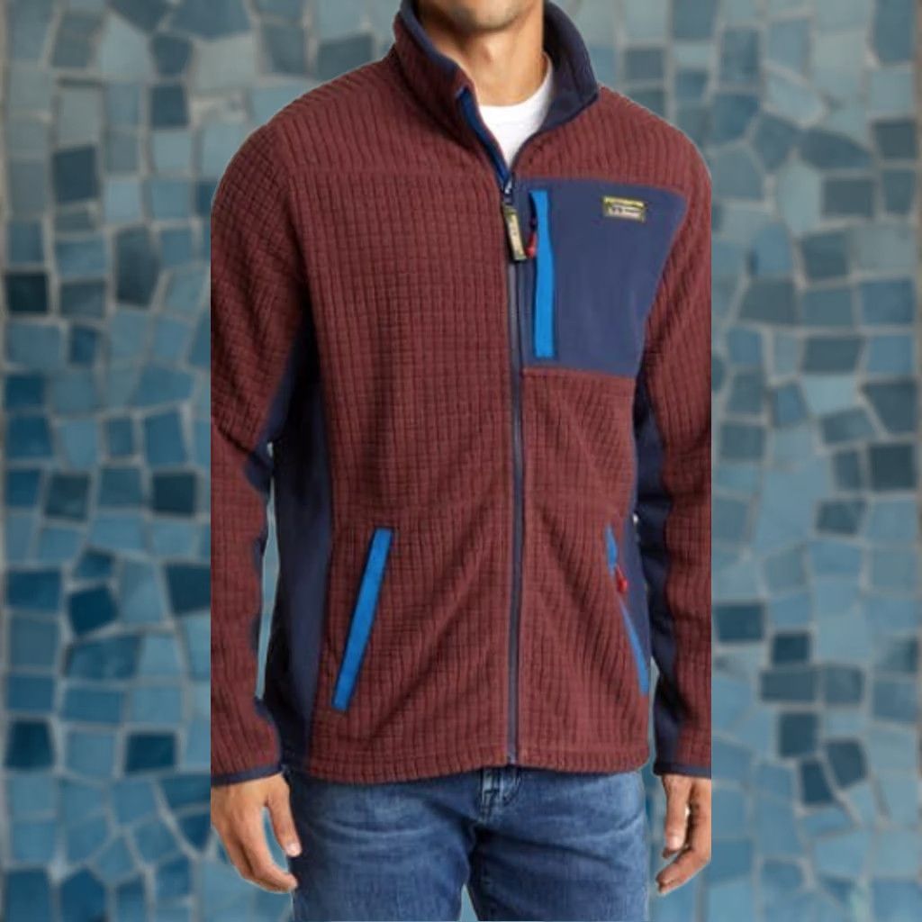 Vintage VINTAGE L.L.Bean Mountain Classic Windproof Fleece Jacket Hoodie Maroon and Blue XL Mens Size US XL / EU 56 / 4 - 1 Thumbnail