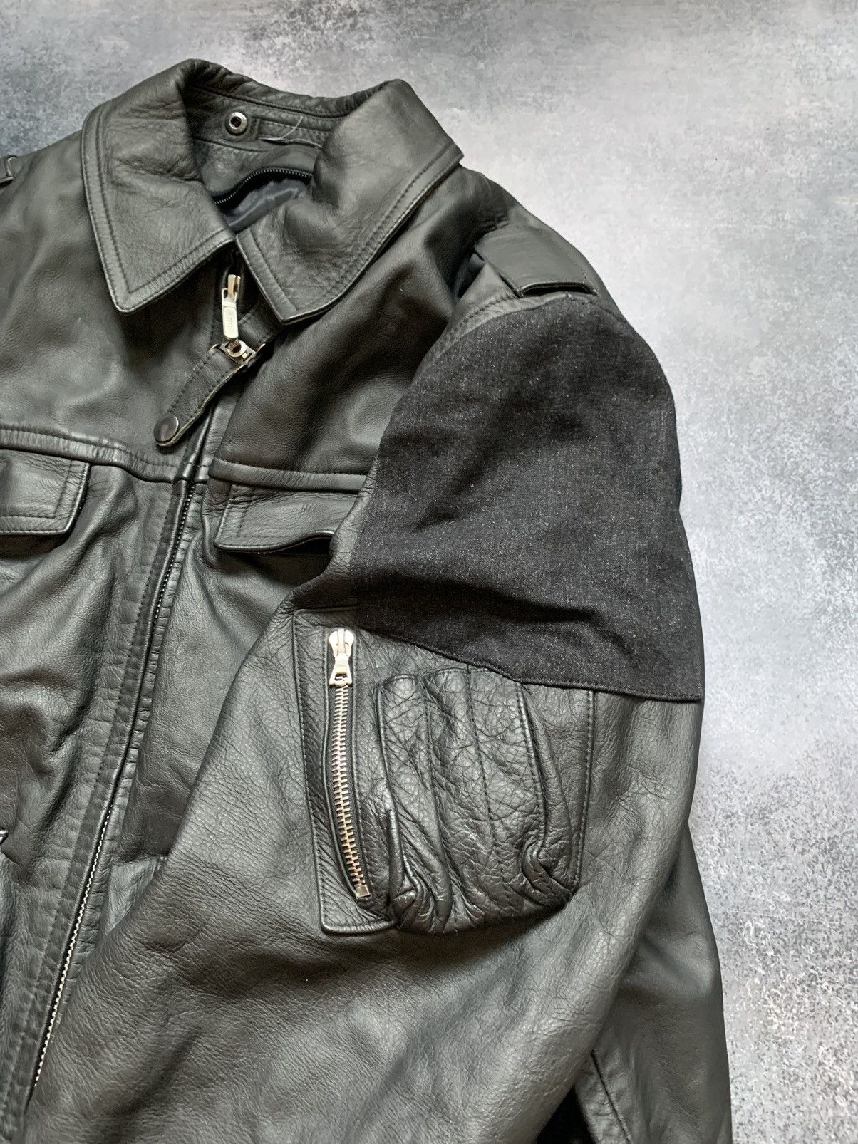 Hysteric Glamour Polizei Vintage OG German Leather Boxy Black Zip Jacket Rare Size US L / EU 52-54 / 3 - 16 Thumbnail