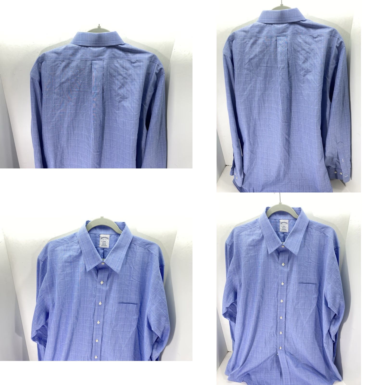 Brooks Brothers Brooks Brothers Regent Dress Shirt Men 2XL 18/35 Blue Window Pane Cotton Shirt Size 48R - 8 Thumbnail