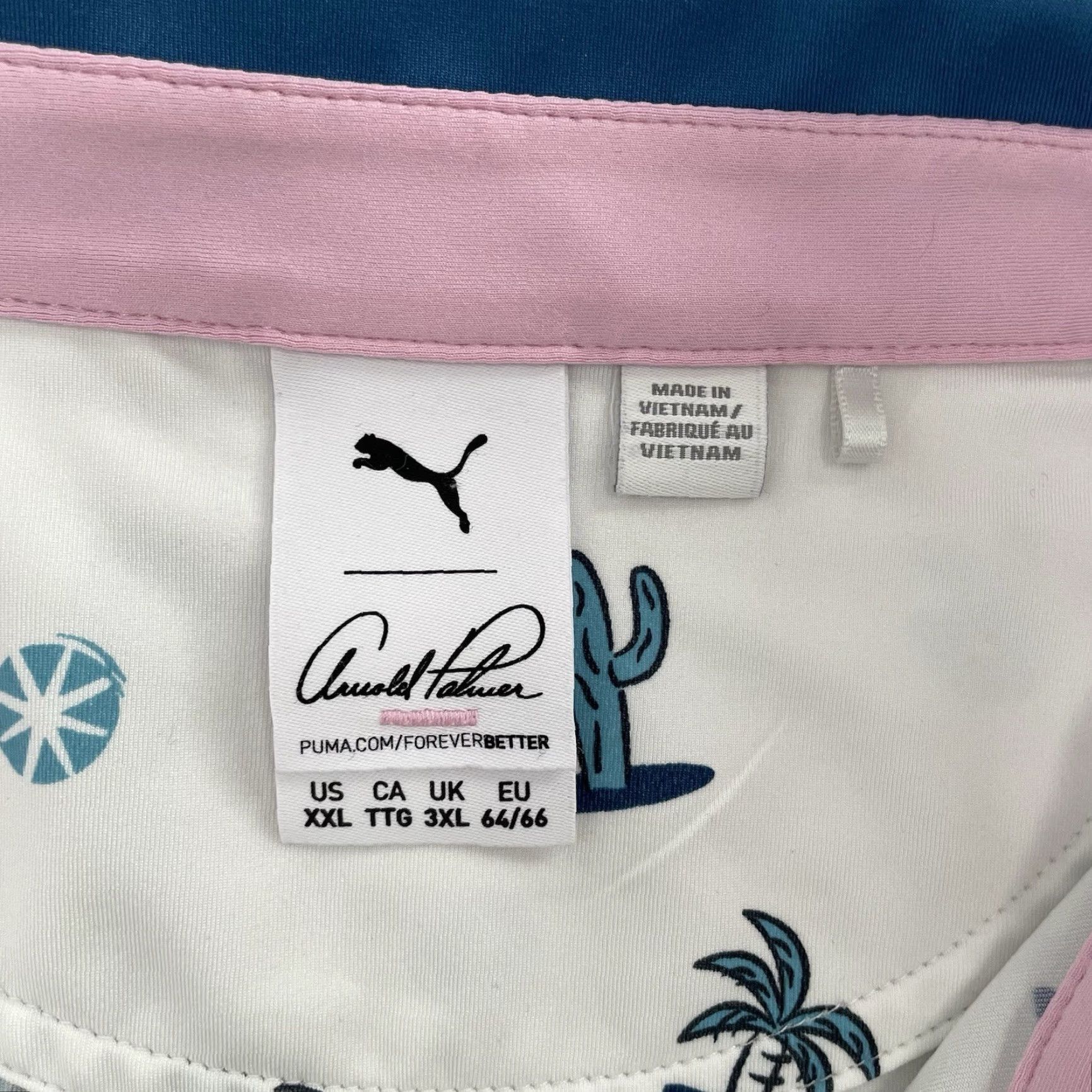 Puma PUMA Golf Polo Shirt Adult 2XL White Allover Print Geometric Arnold Palmer Beach Desert Casual Golf Men 2XL White Polo Mens Size US XXL / EU 58 / 5 - 6 Thumbnail