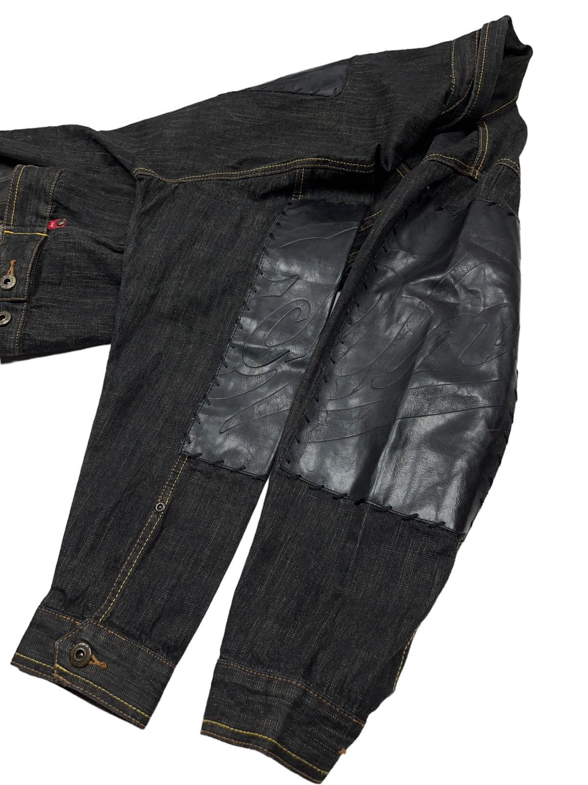 Ecko Unltd. Vintage Ecko Unltd. Denim Jacket Leather Patchwork Rhino Size US S / EU 44-46 / 1 - 6 Thumbnail