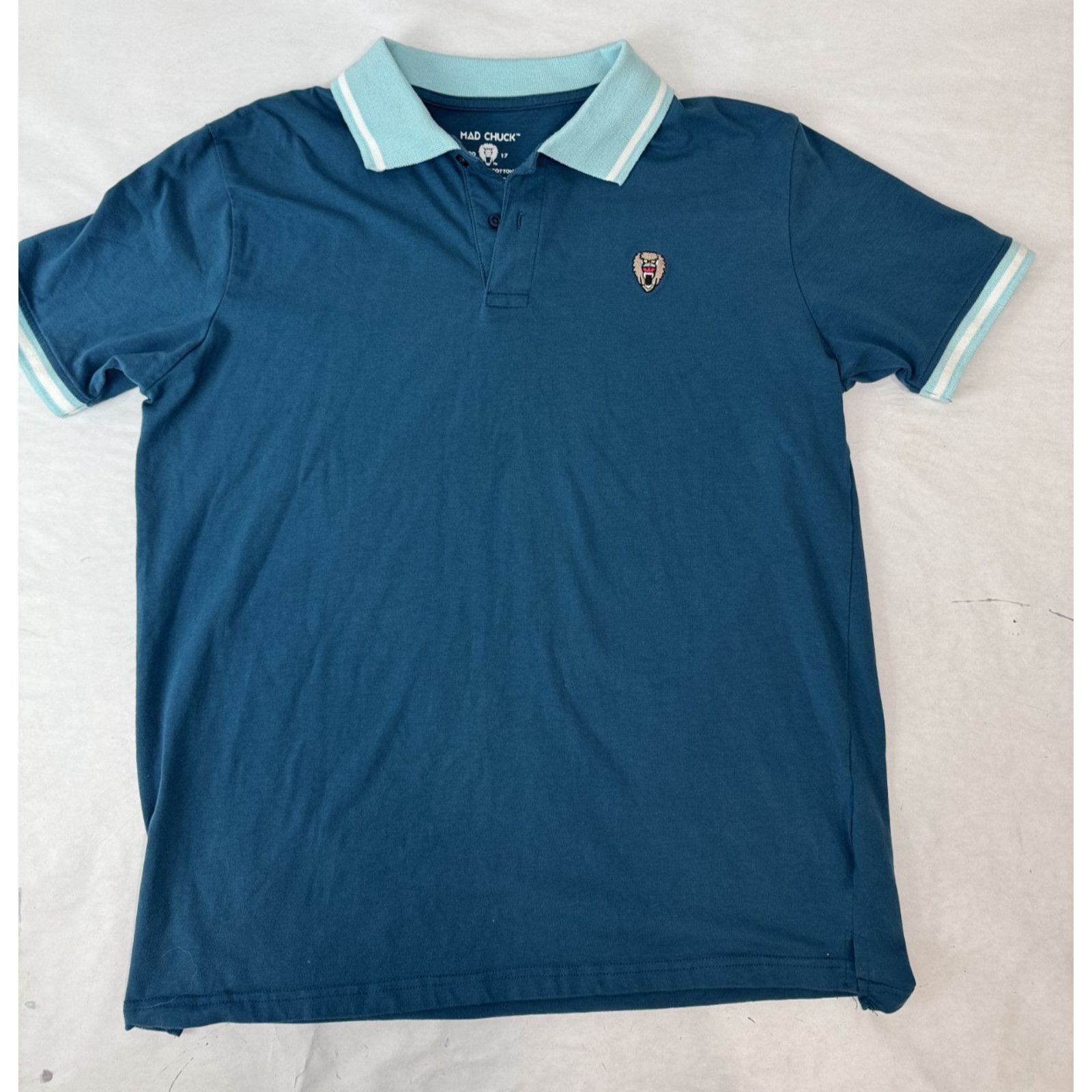 Other Mad Chuck Logo Polo Shirt Pima Cotton Preppy Surf Blue Large Size US L / EU 52-54 / 3 - 1 Thumbnail