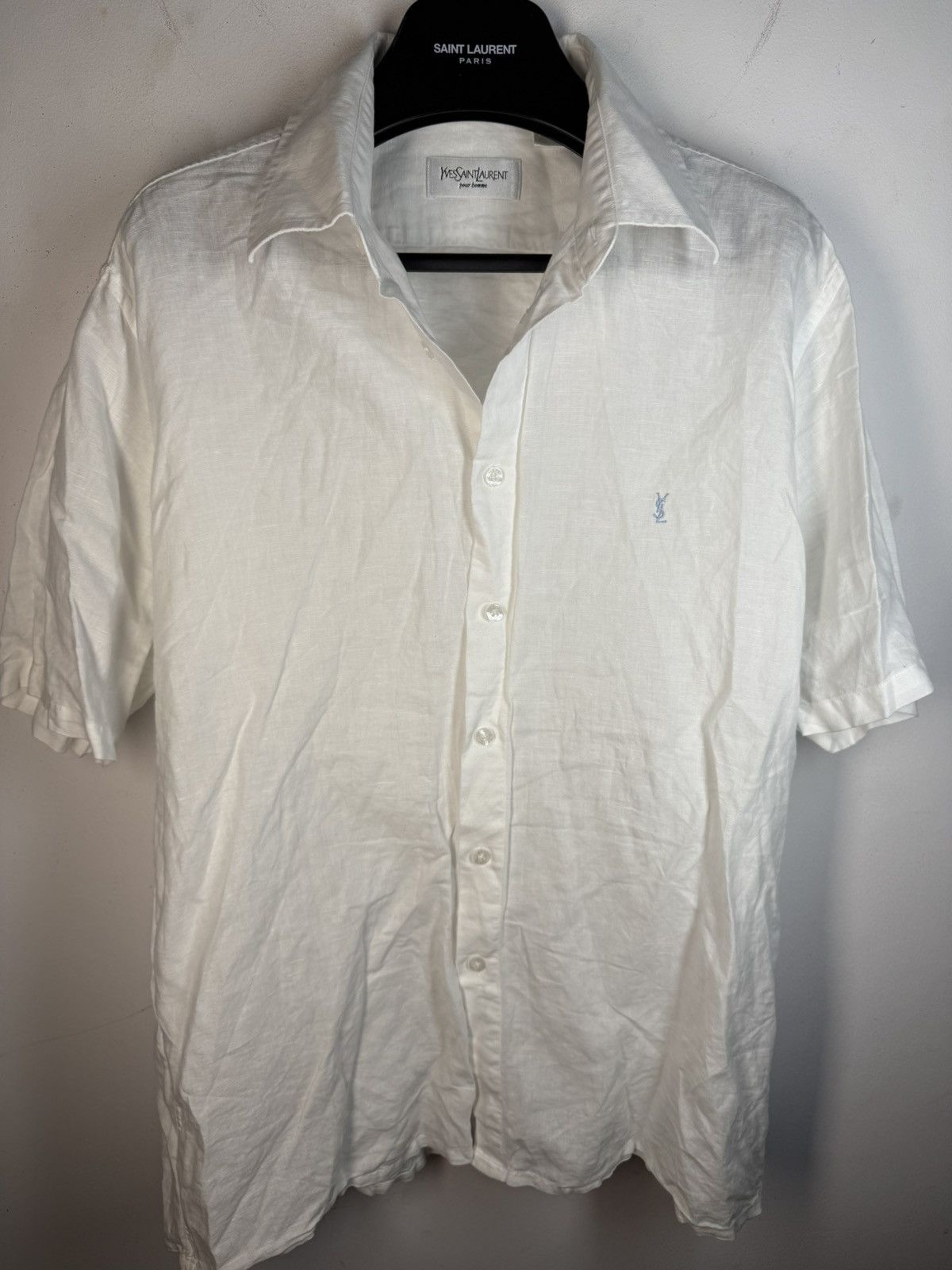 Yves Saint Laurent Linen YSL Shirt White Summer Size US L / EU 52-54 / 3 - 6 Thumbnail