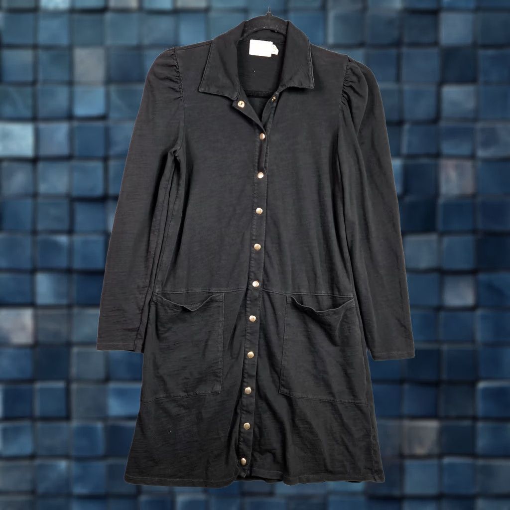 P.E Nation Nation LTD Brooks Mini Dress S Black V-Neck Long Sleeve A-Line, Casual, Cotton, Solid, Lightweight, All Season Womens Size S / US 4 / IT 40 - 1 Thumbnail