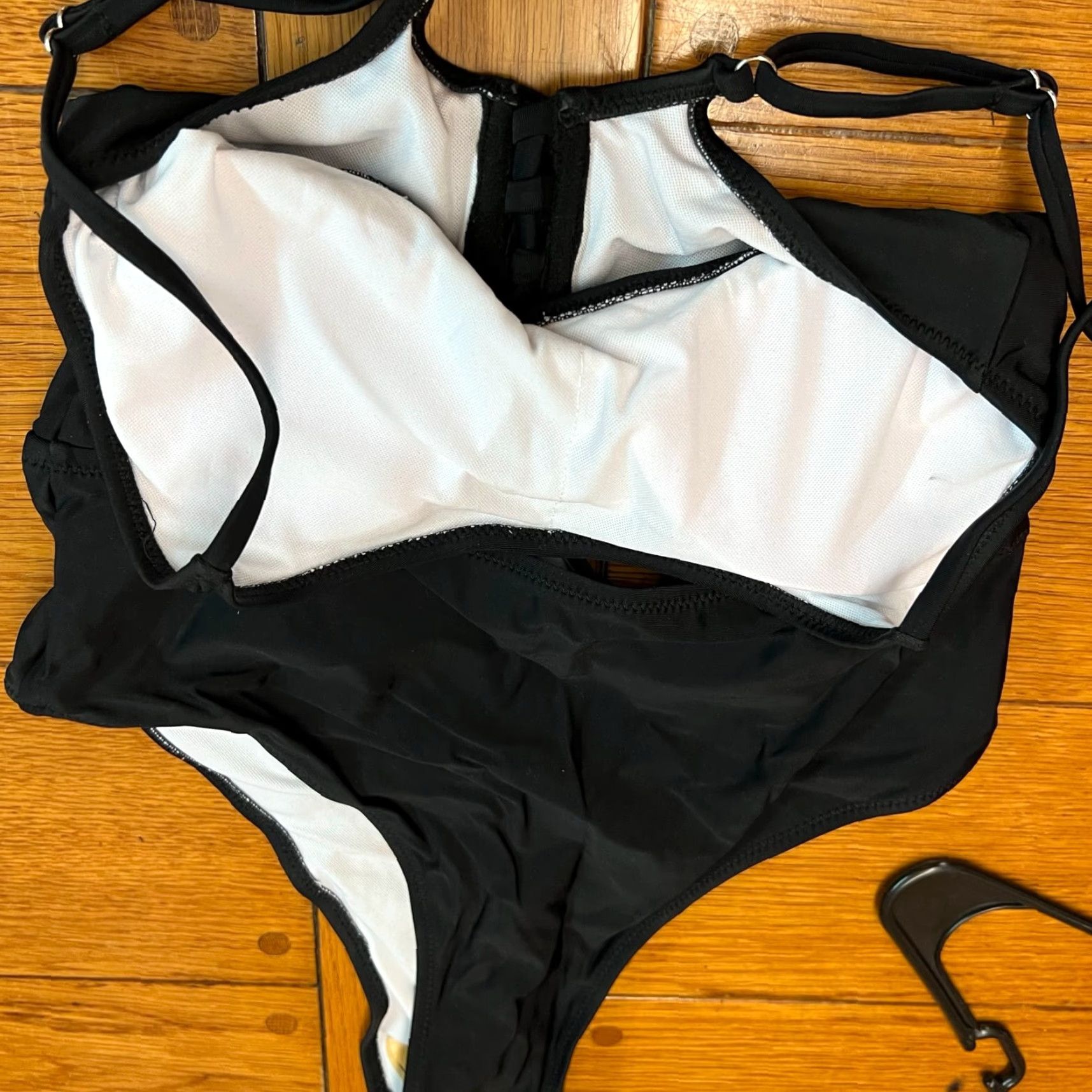ZAFUL Zaful Womens One Piece Halter Neck Cross Back Black Swimsuit L Size Size ONE SIZE - 6 Thumbnail