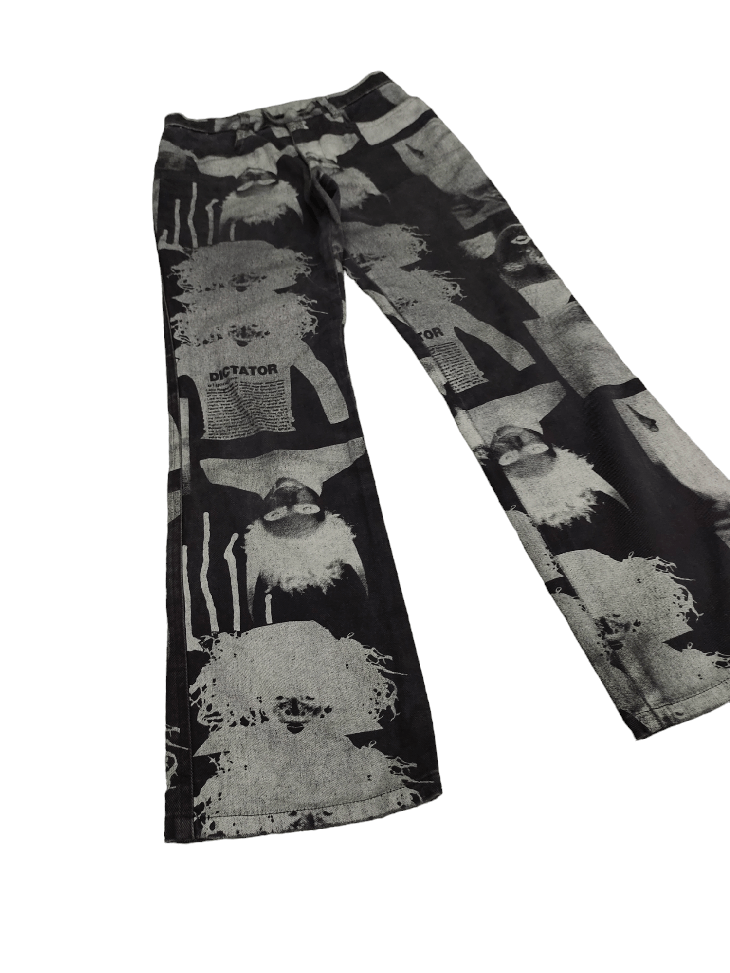 Jean Paul Gaultier Flare Pants Algonquins 'Dictator' Printed Boot Cut Jpg Style Size US 27 - 3 Thumbnail