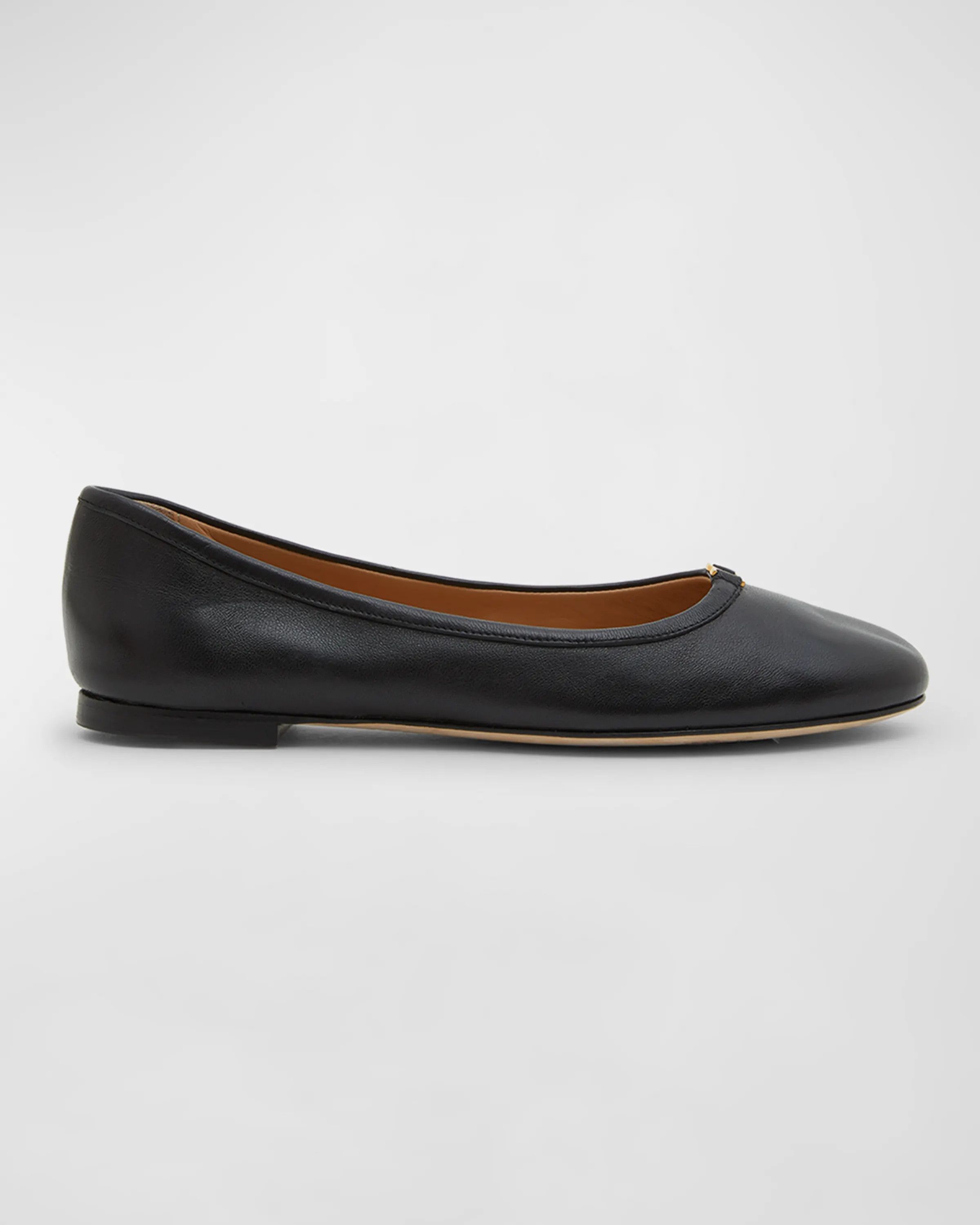 Chloe oc11z0525 Marcie Leather Ballerina Flats in Black Size US 8 / IT 38 - 1 Thumbnail