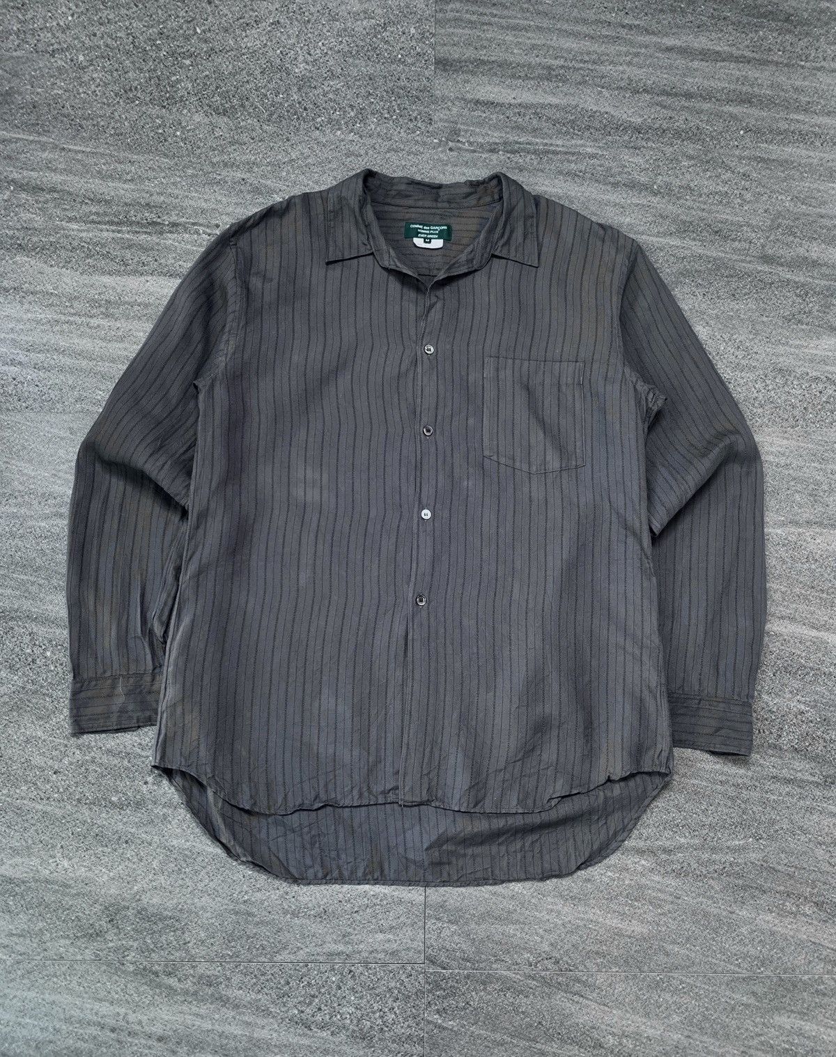 Comme des Garcons Homme Plus CDGH+ Evergreen Striped Rayon Shirt Size US M / EU 48-50 / 2 - 2 Thumbnail