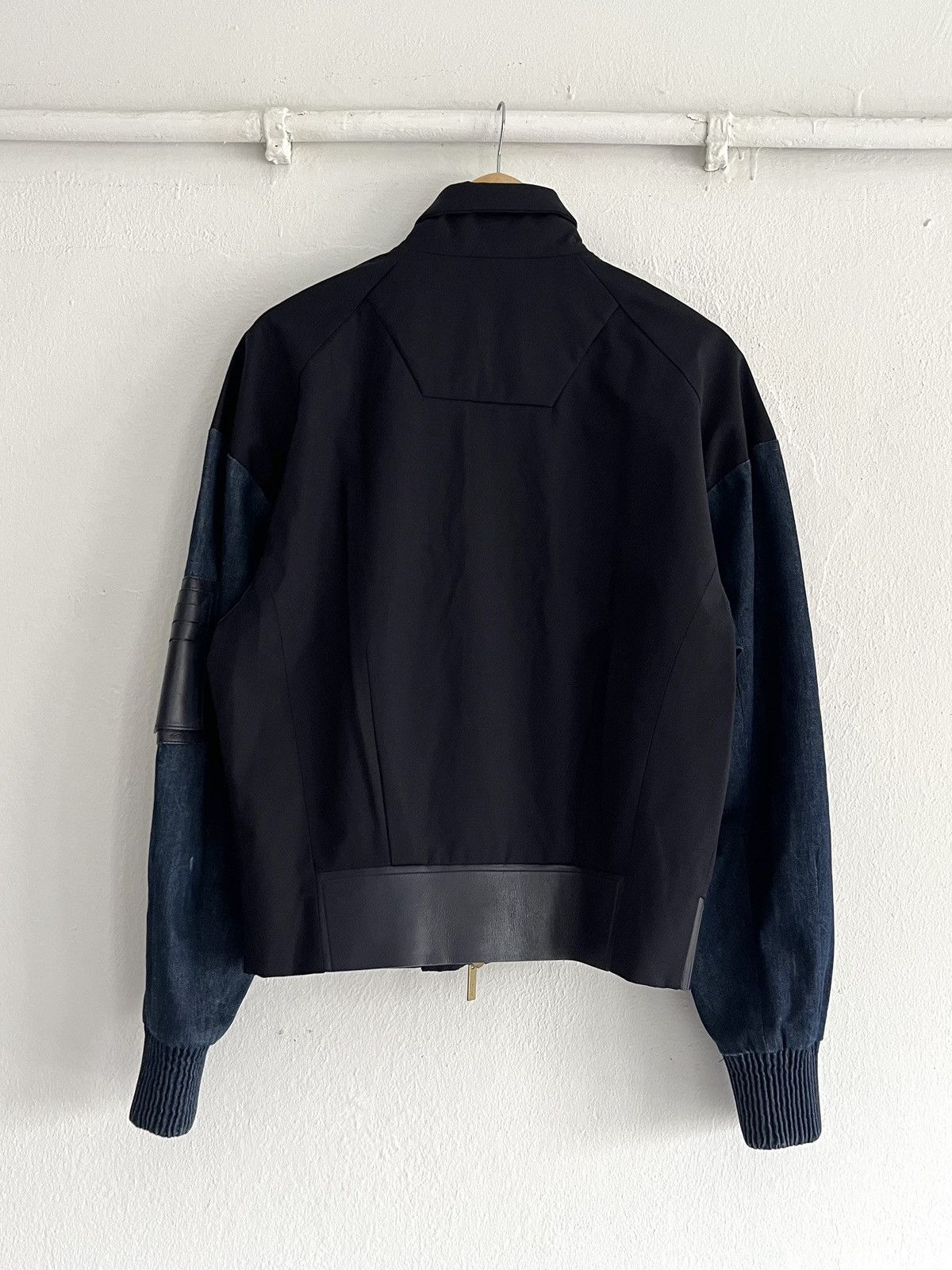 Juun.J Juun.J Leather Accented Navy Bomber Jacket Avant Garde Size US S / EU 44-46 / 1 - 5 Thumbnail