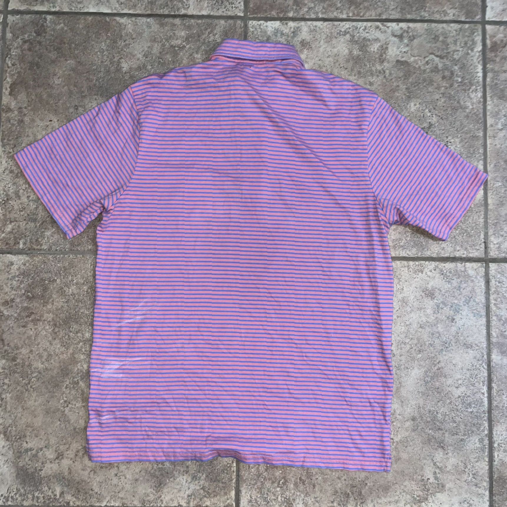 johnnie-O Johnnie-O Hamgin’ out Half Button-Up Short Sleeve Blue Pink Striped Men’s L Size US 33 - 5 Thumbnail