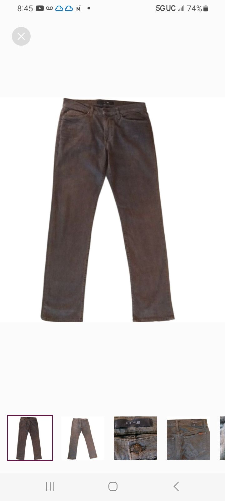 Joe's JOE'S Grey Straight+ Narrow Jeans Size US 34 / EU 50 - 1 Thumbnail