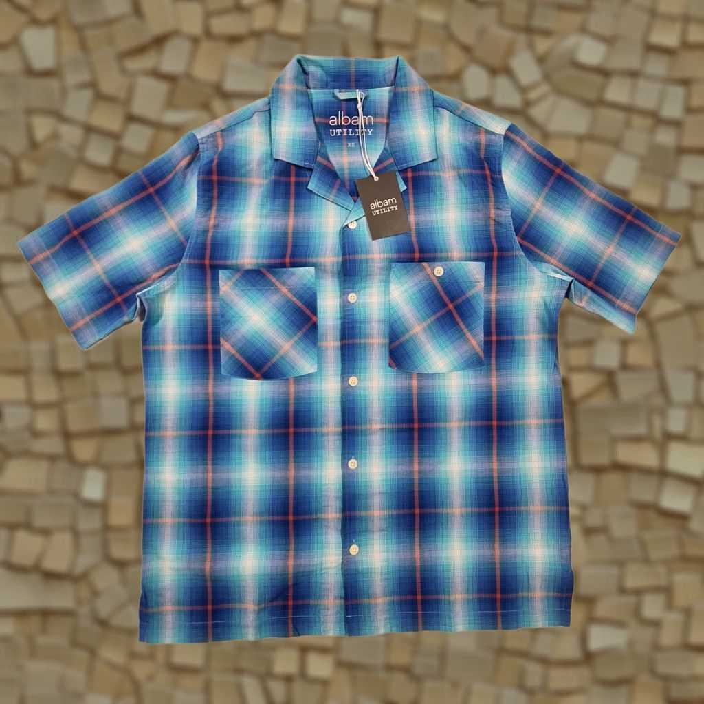 Albam albam Shirt Blue XS Short Sleeve Check Cotton Oversized Button-Up Casual Mens Shirt Womens? No. Size US XS / EU 42 / 0 - 1 Thumbnail