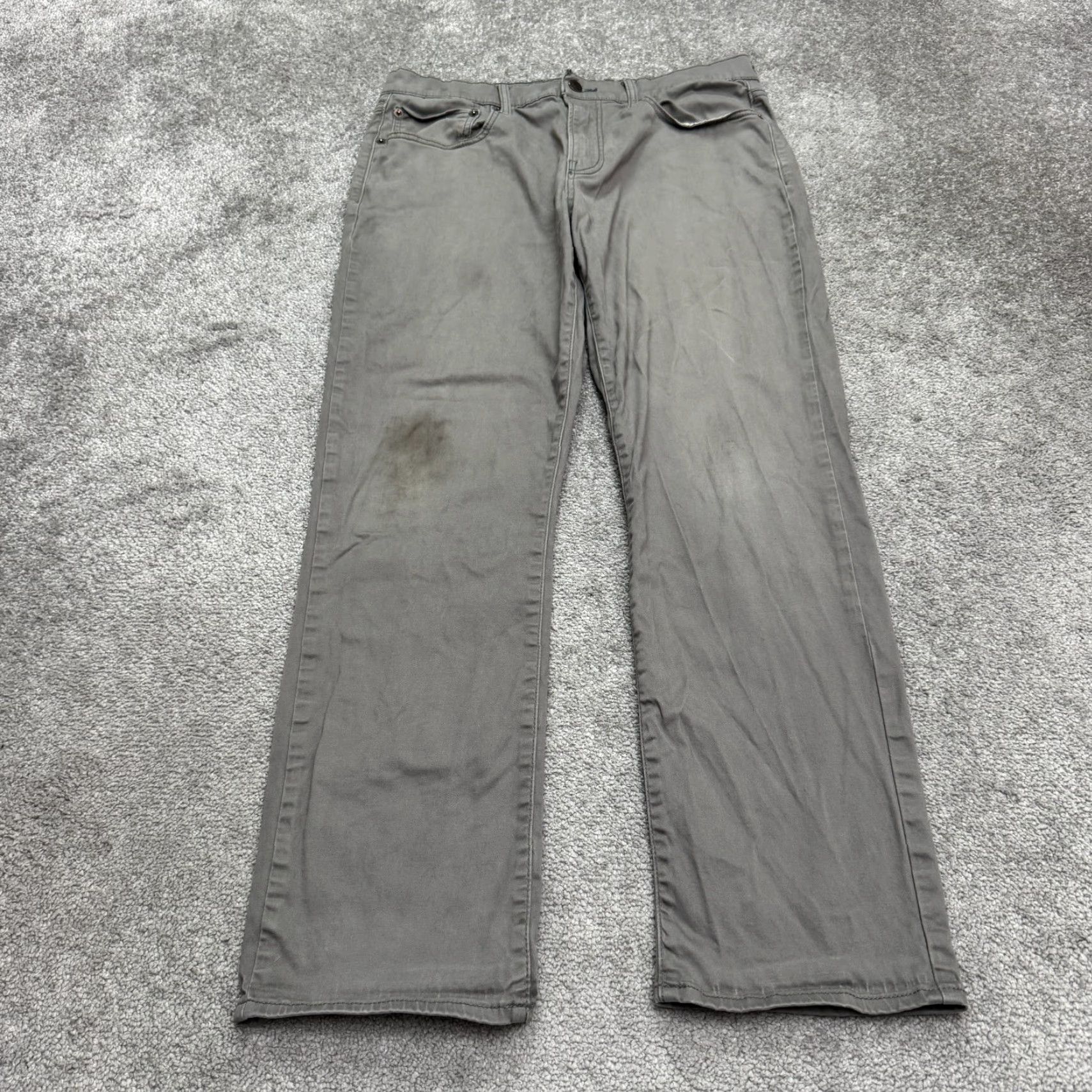 Lucky Brand Lucky Brand Pants Men 33x30 Gray Flat Front Cotton Chino Straight Leg Casual 223 Regular Waist 33 Size US 33 - 2 Thumbnail
