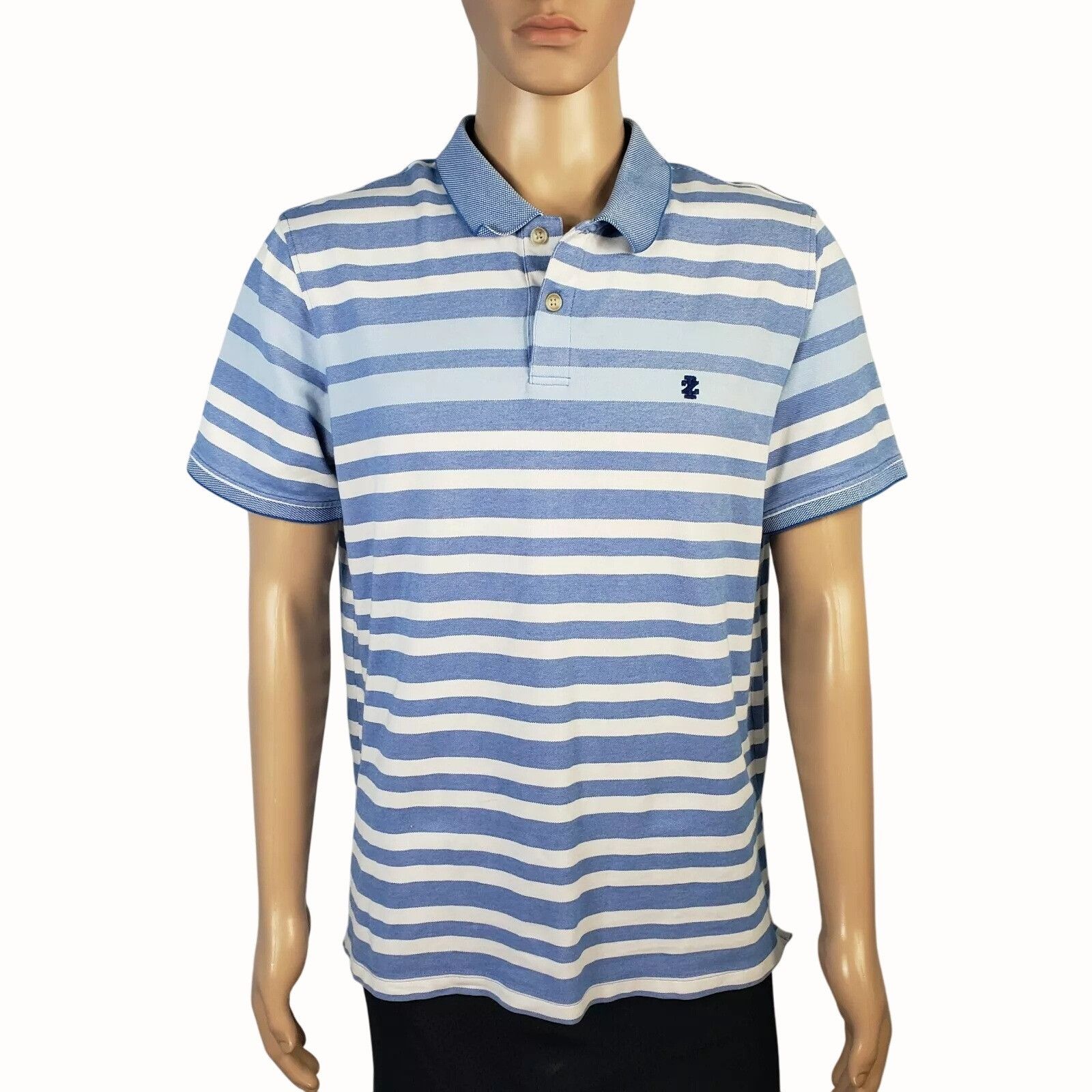 Izod Izod Advanced Performance Mens Blue White Striped Short Slee Size US XXL / EU 58 / 5 - 1 Thumbnail