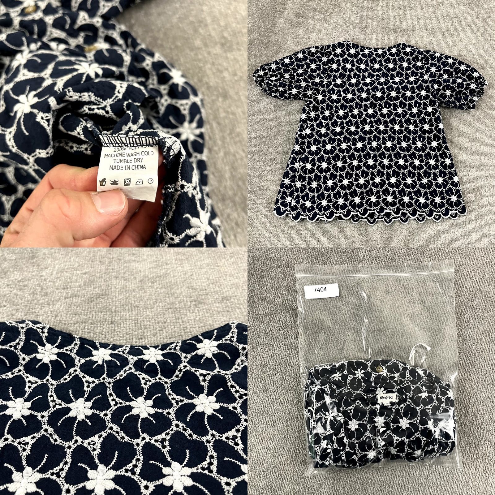 Vintage ANTHROPOLOGIE KINDRED Blouse Womens Small Blue White Floral Crochet Button Size S / US 4 / IT 40 - 8 Thumbnail