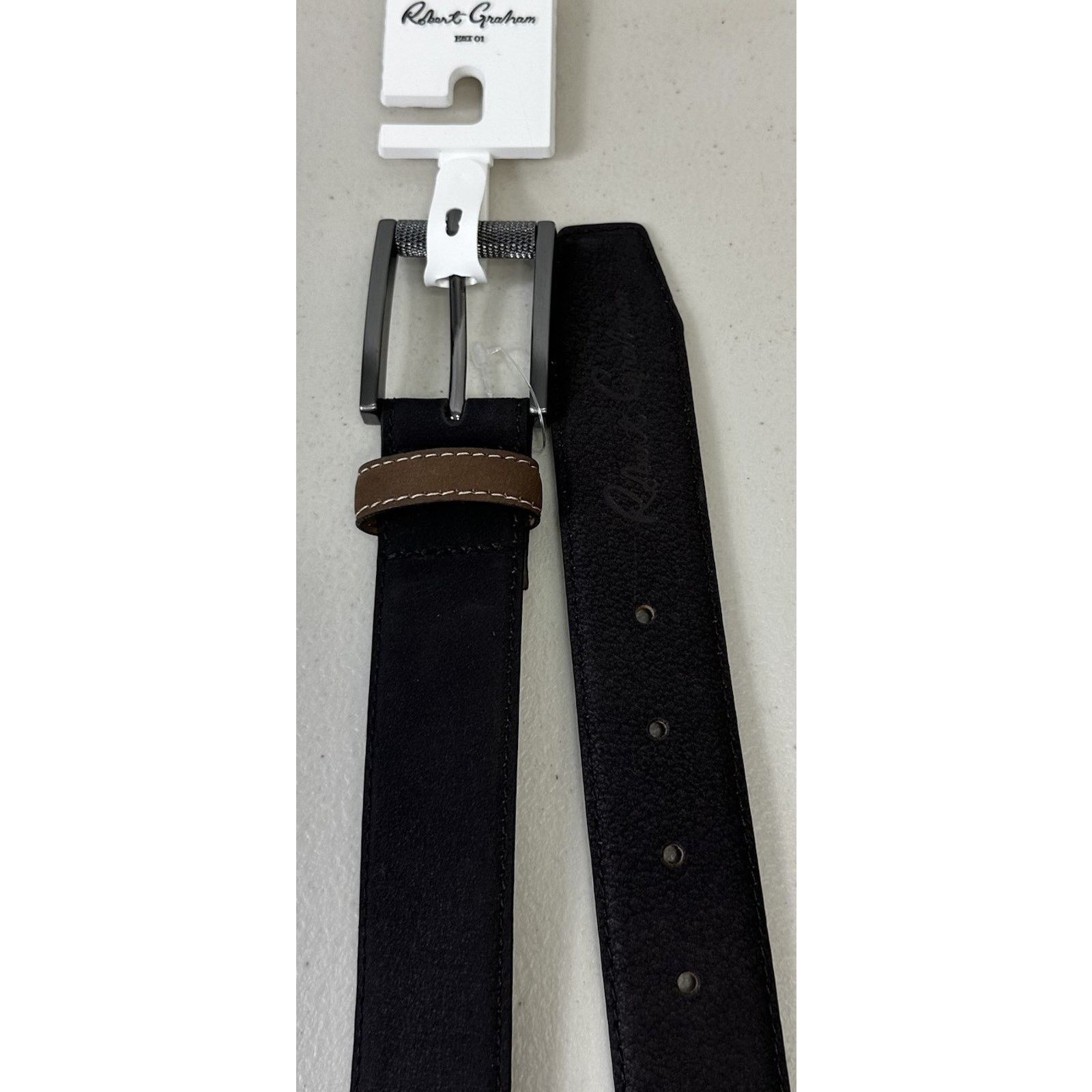 Robert Graham Robert Graham Black Suede Ripaso Belt Men's sz 38 signature Size 38 - 7 Thumbnail