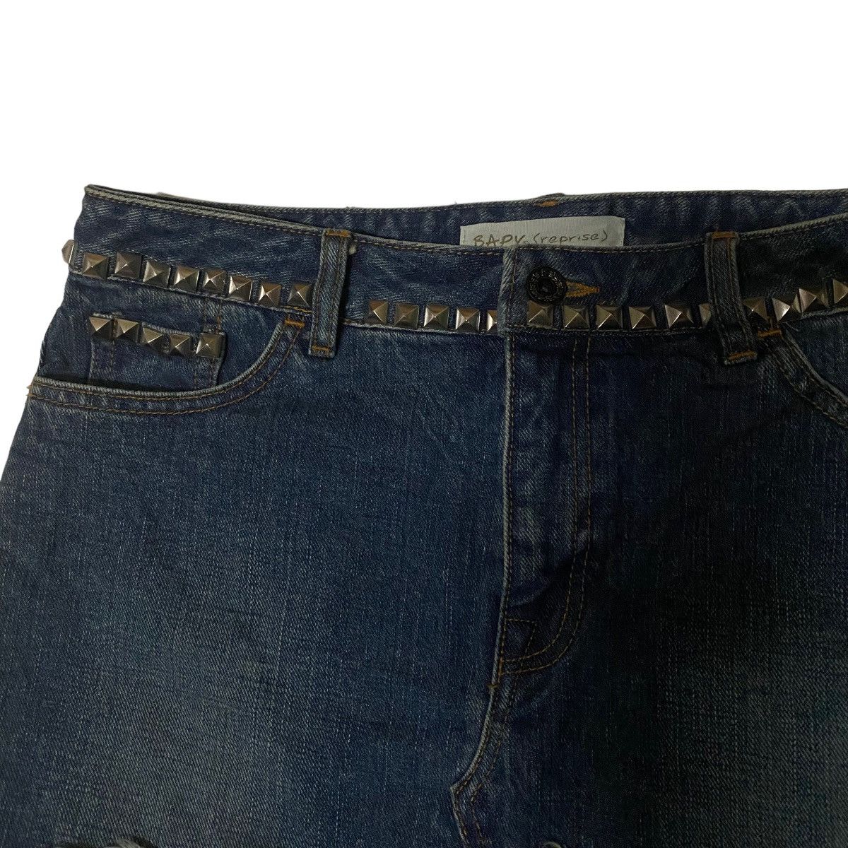 Bape Bapy by A BATHING APE Punk Gothic Distressed Denim Skirt Size 32" / US 10 / IT 46 - 3 Thumbnail