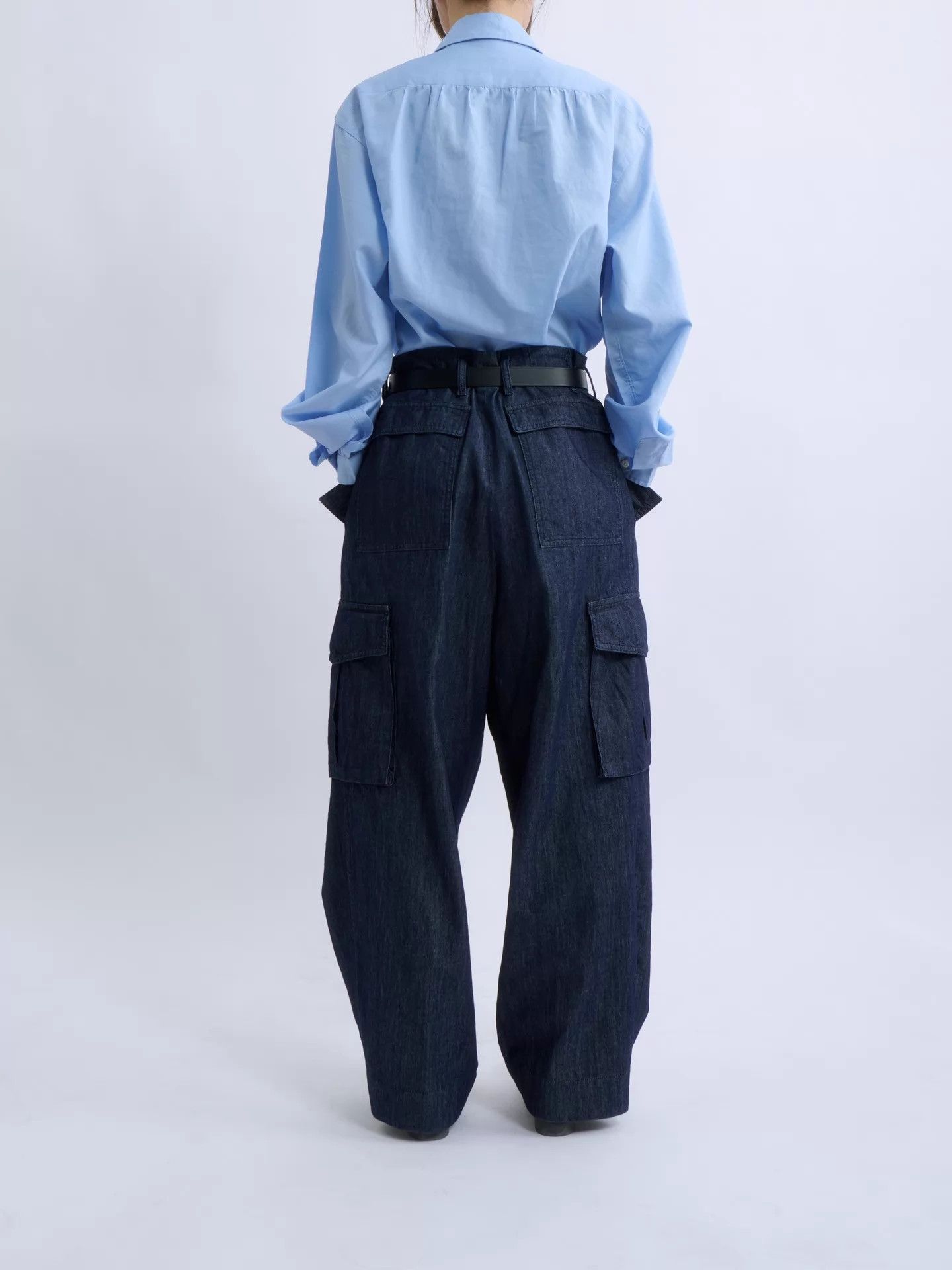 Dries Van Noten Dries Van Noten High-Waisted Wide-Leg Denim Work Pants Size 25" / US 0 / IT 36 - 4 Thumbnail
