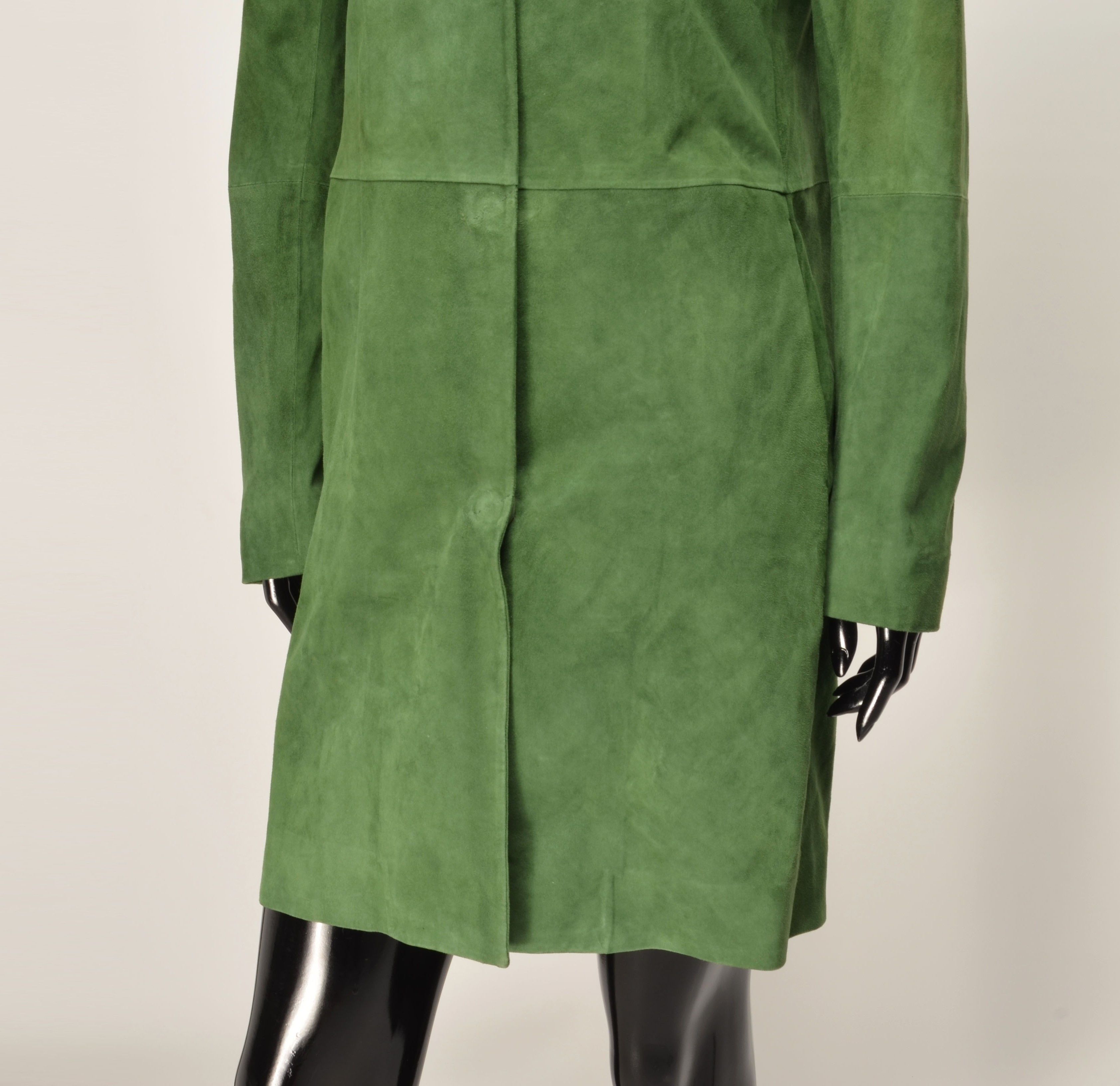 Herno Herno Lamb Leather Green Long Sleeve Coat Size M / US 6-8 / IT 42-44 - 3 Thumbnail