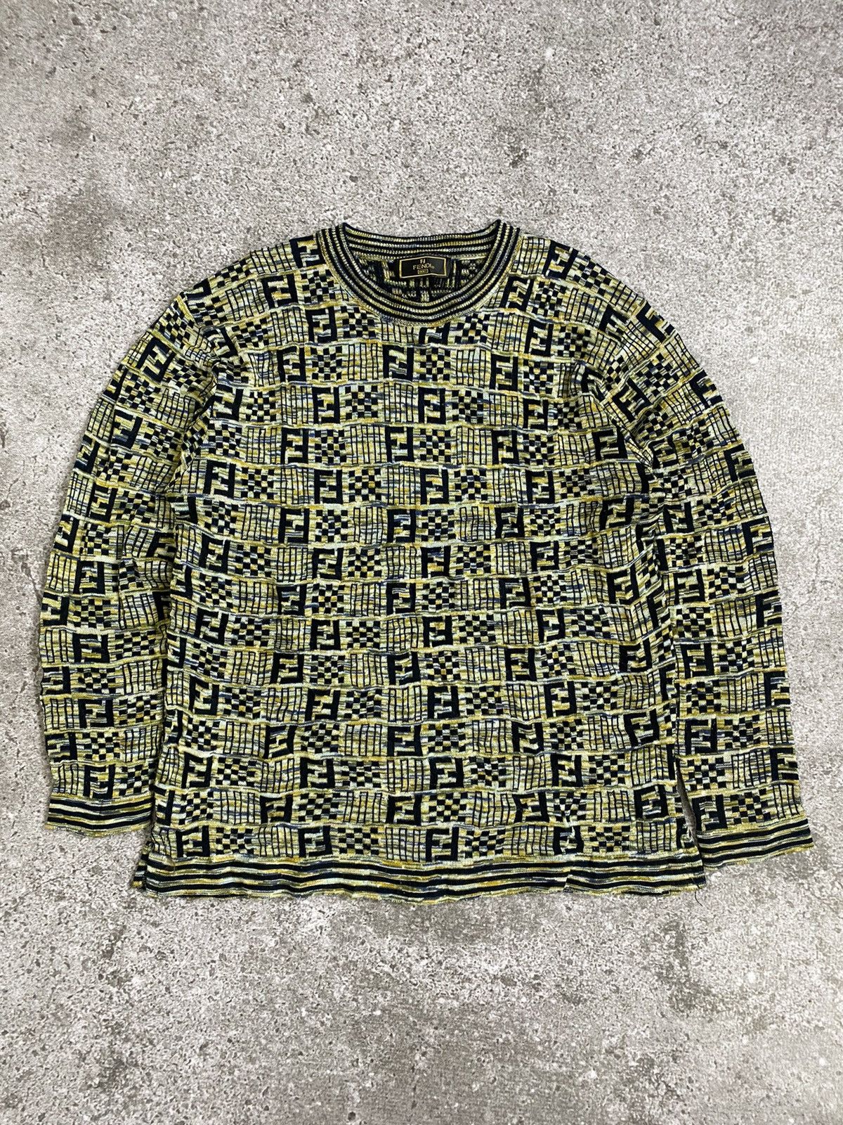 Fendi × Vintage Vintage Fendi mare monogram knitt longsleeve Size US M / EU 48-50 / 2 - 1 Thumbnail