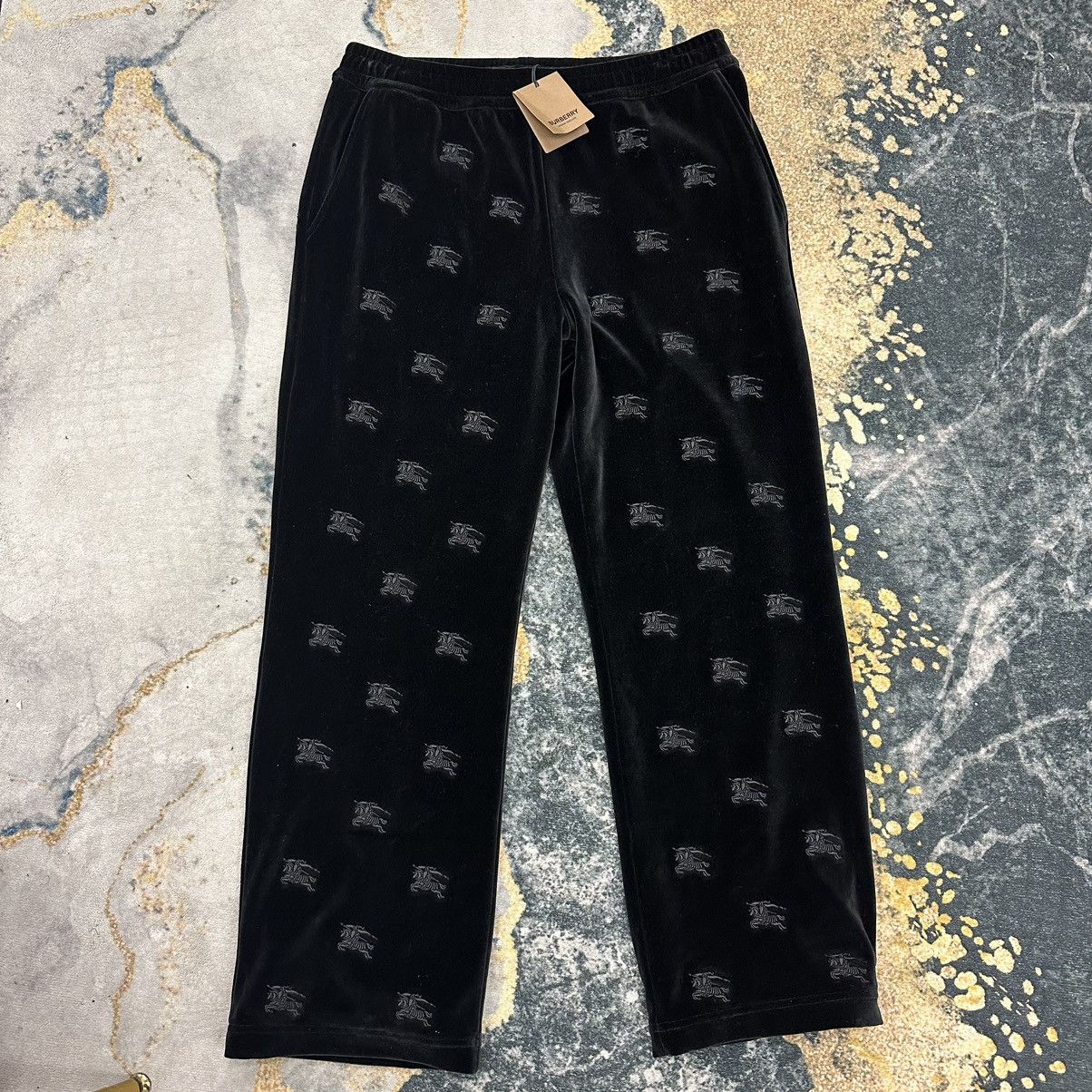 image of Burberry Velvet Jogging Pants in Black, Men's (Size 36)