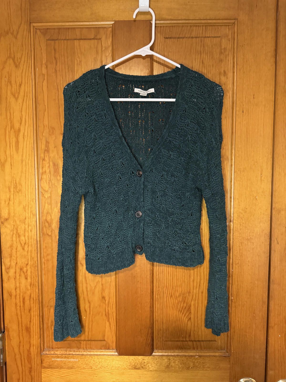 American Eagle Outfitters American Eagle Women's Green Knit Cardigan Sweater XS Size ONE SIZE - 1 Thumbnail