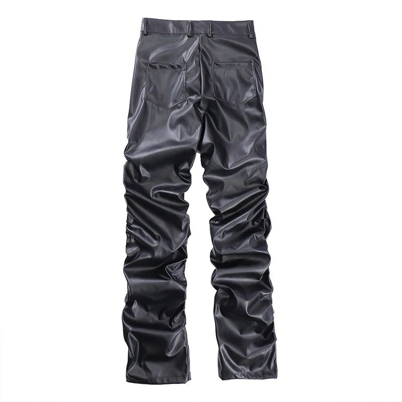 Japanese Brand × Leather Pleated Leather Streetwear Loose Ruched Casual Size US 29 - 6 Thumbnail