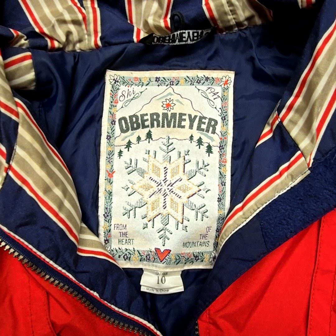 Obermeyer Vintage Obermeyer Ski Jacket Red Hooded Winter Coat 10 Size L / US 10 / IT 46 - 11 Thumbnail